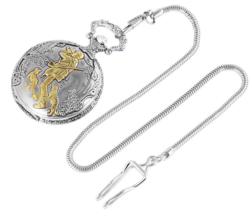 Excellanc Taschenuhr, Jäger, silber- und goldfarben