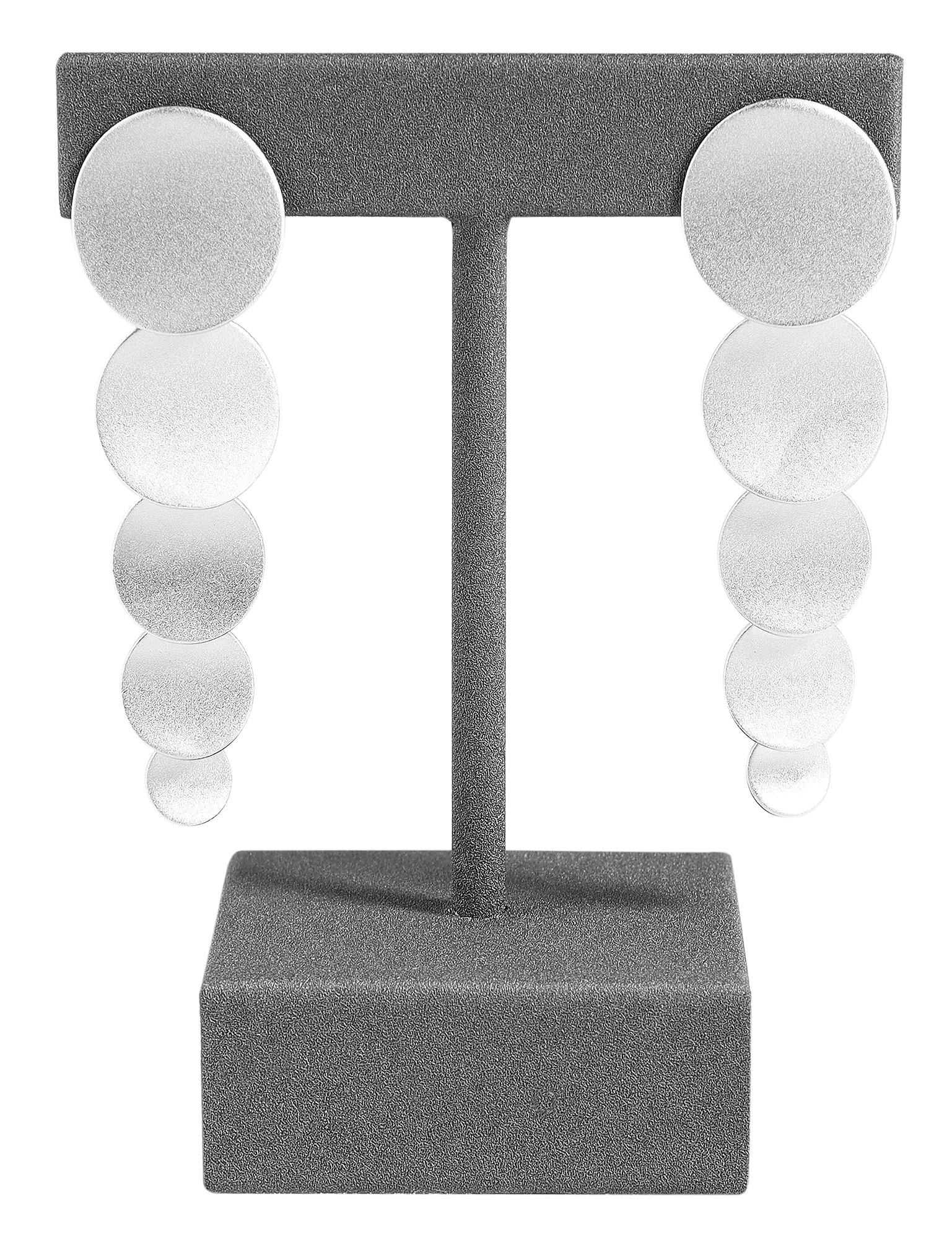 Aufsteller für Ohrringe/ Ohrhänger/ Creolen (Dekoserie Soft), PU-bezogen, 8 cm, grau