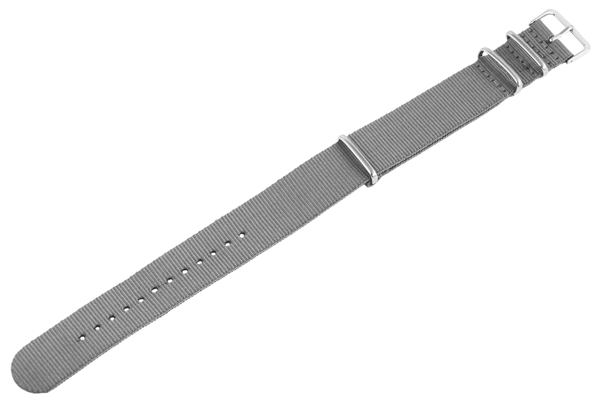 Nylon-Uhrenarmband, grau, Dornschließe, 20 mm
