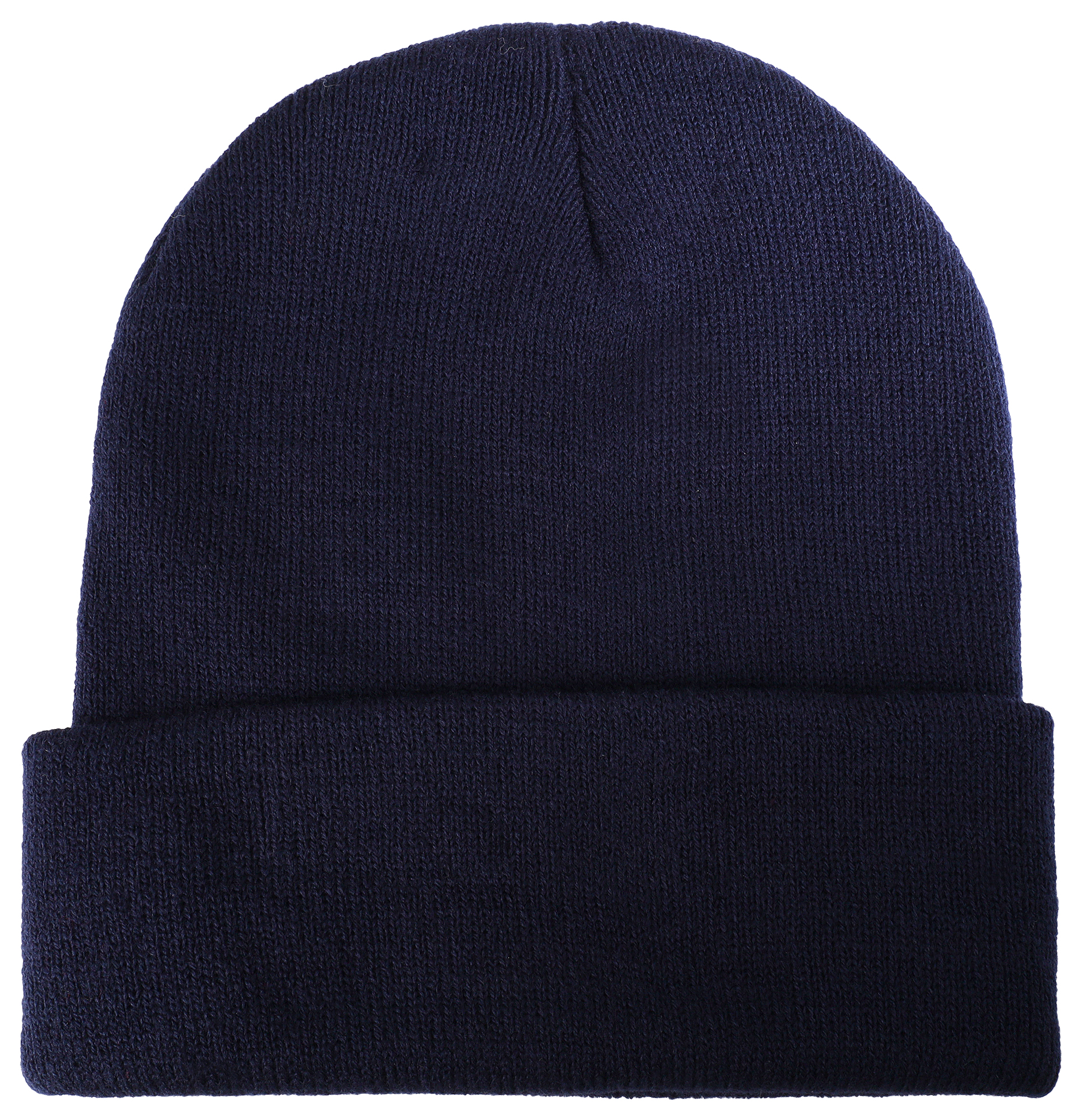 Akzent Strickmütze/ Beanie mit Umschlag, 100% Acryl, 4-VE, dunkelblau
