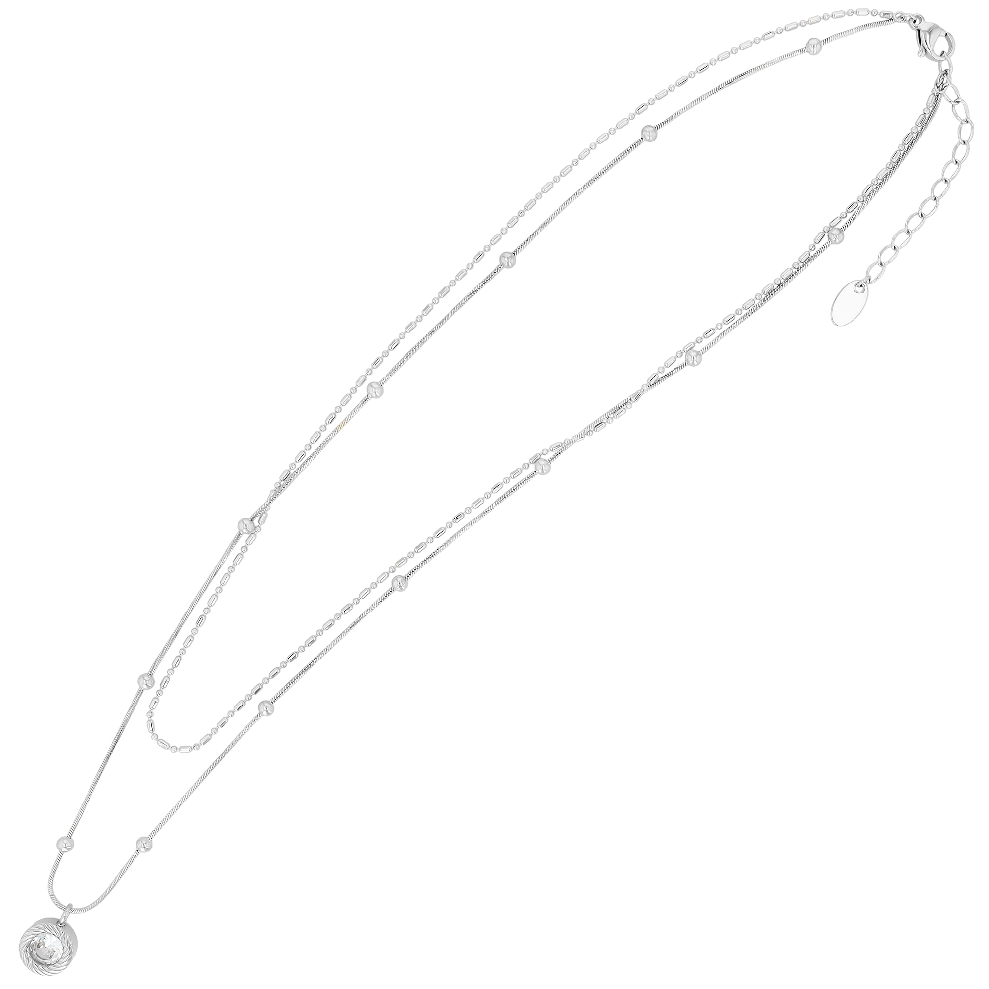 "Derly" Edelstahl Layering Kette mit Anhänger, , 41,5/ 48 + 5 cm, silberfarben
