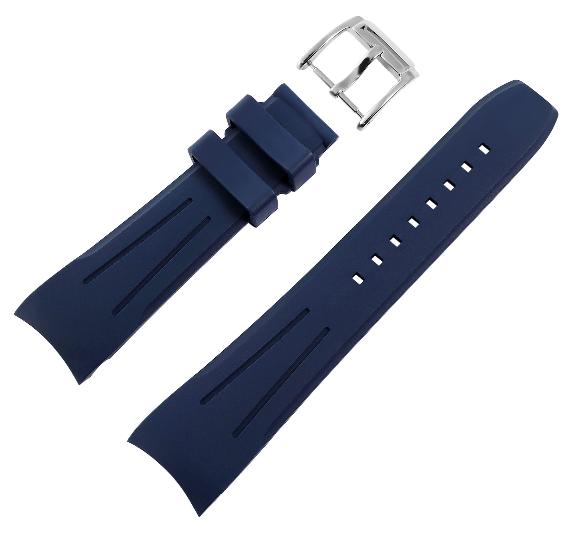 FKM Kautschuk-Uhrenarmband, Dornschließe, 20 mm, dunkelblau, (FKM= Fluorelastomer-Kautschuk)