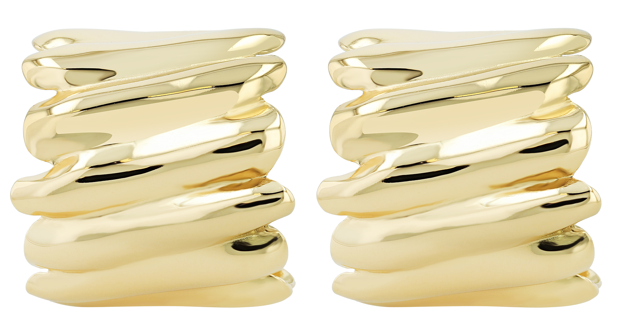 "Regina" Edelstahl Creolen/ Halbcreole im Wellen-Design, Statement, goldfarben