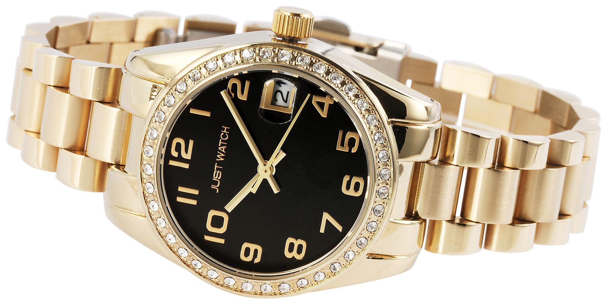 Just Watch Damenuhr "Emmi", Edelstahlband, Ø 33 mm, goldfarben/schwarz