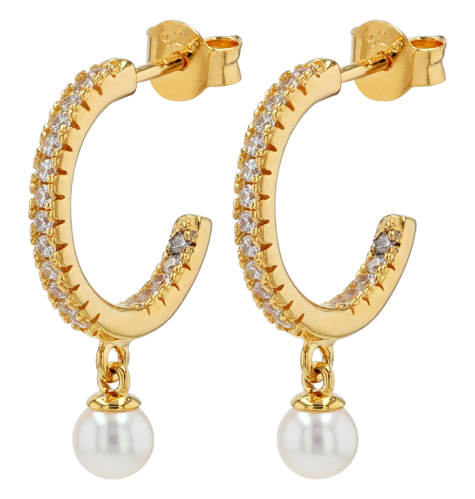 Sif Jakobs Jewellery 925/- Echt Silber Halbcreole mit Hänger "Ellera Perla Medio" Ø 10,5 mm, vgold.