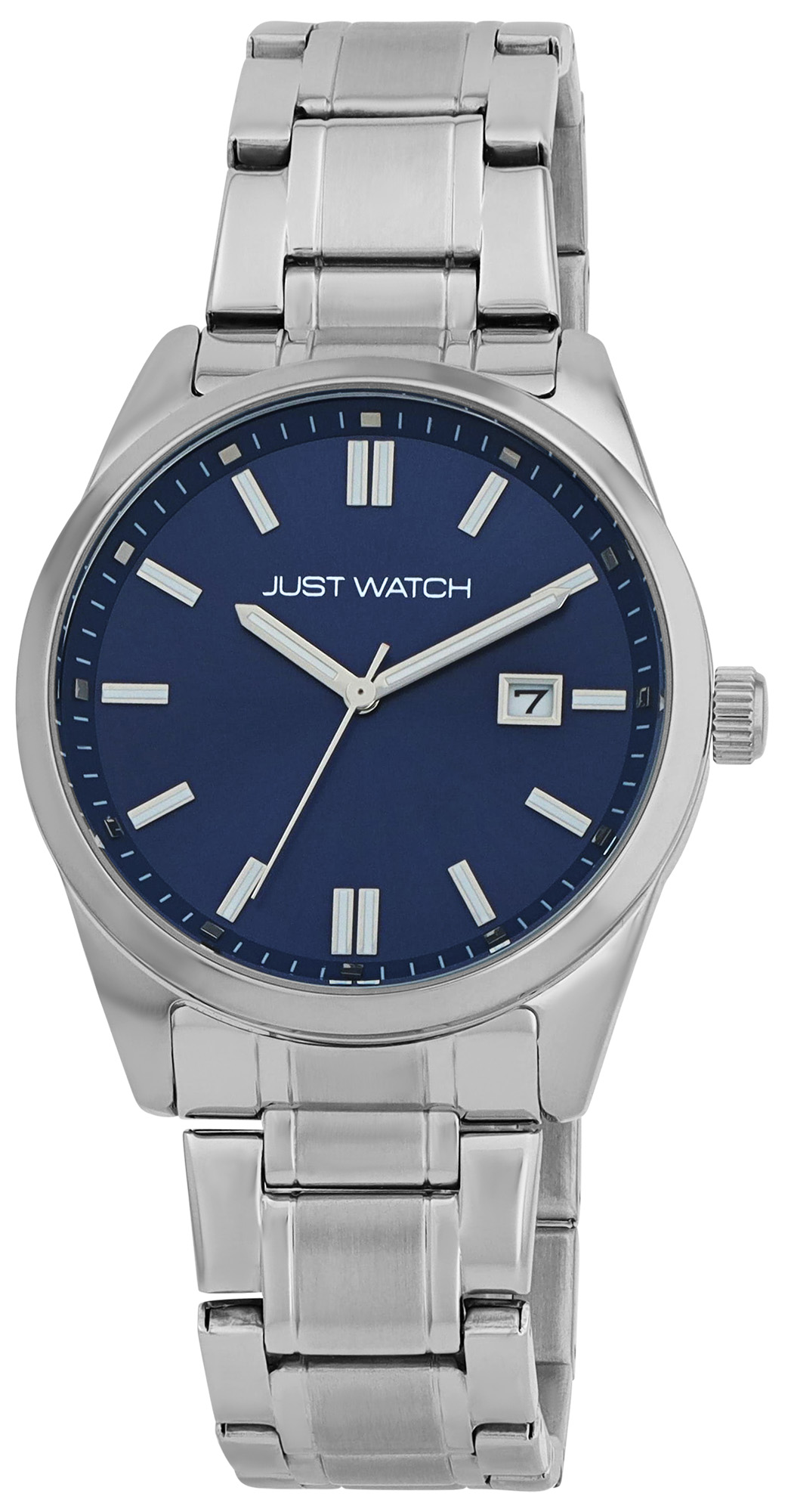 JUST WATCH Herrenuhr "Theo" mit Edelstahlband, Ø 42 mm, silberfarben/blau, 5ATM
