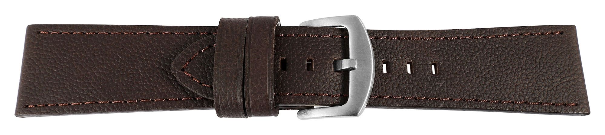 Echtleder-Uhrenarmband "super-soft", dunkelbraun, Naht, 22 mm