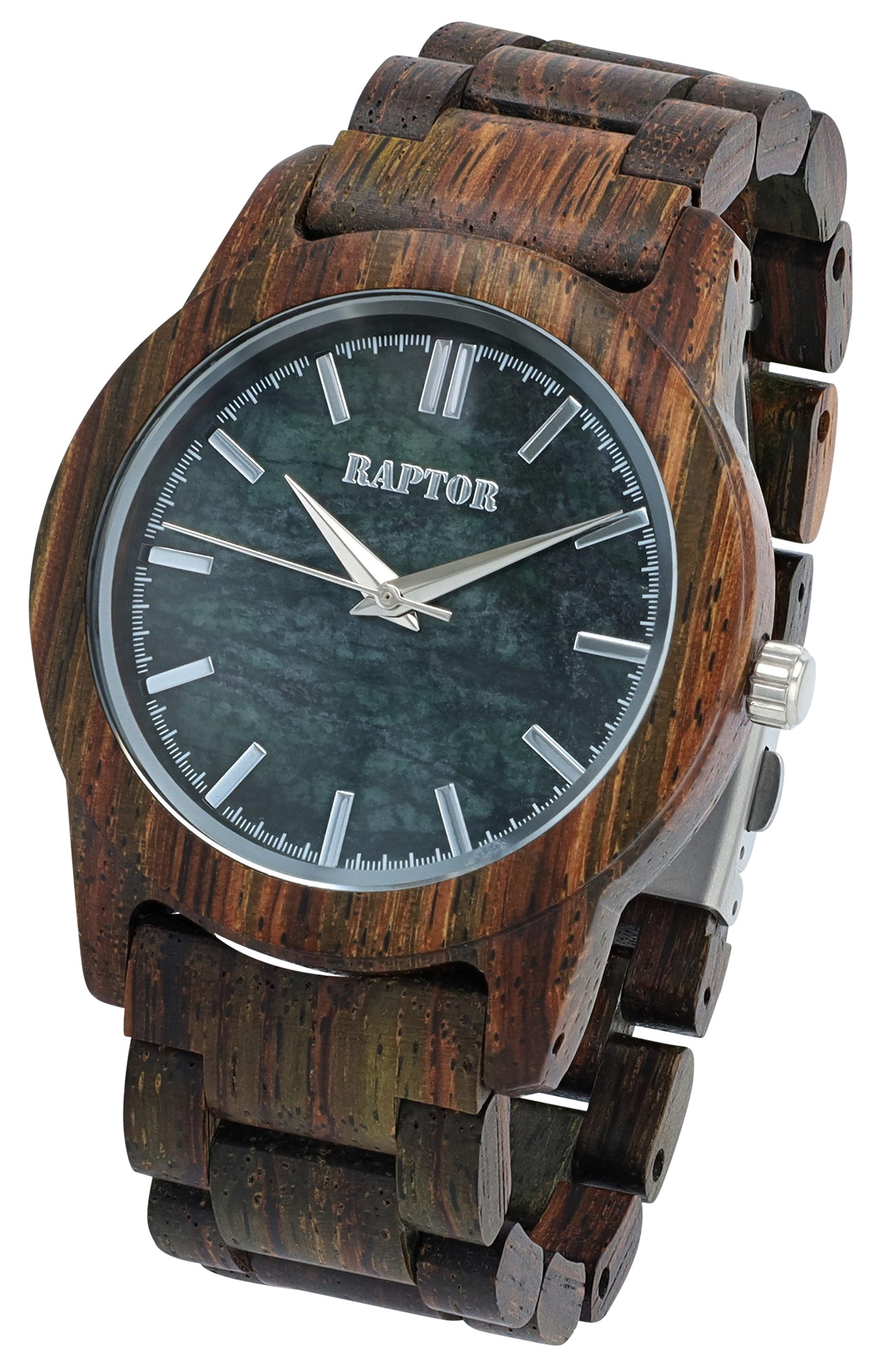 Raptor Herrenarmbanduhr "Elementary" aus grünlichem Eichenholz