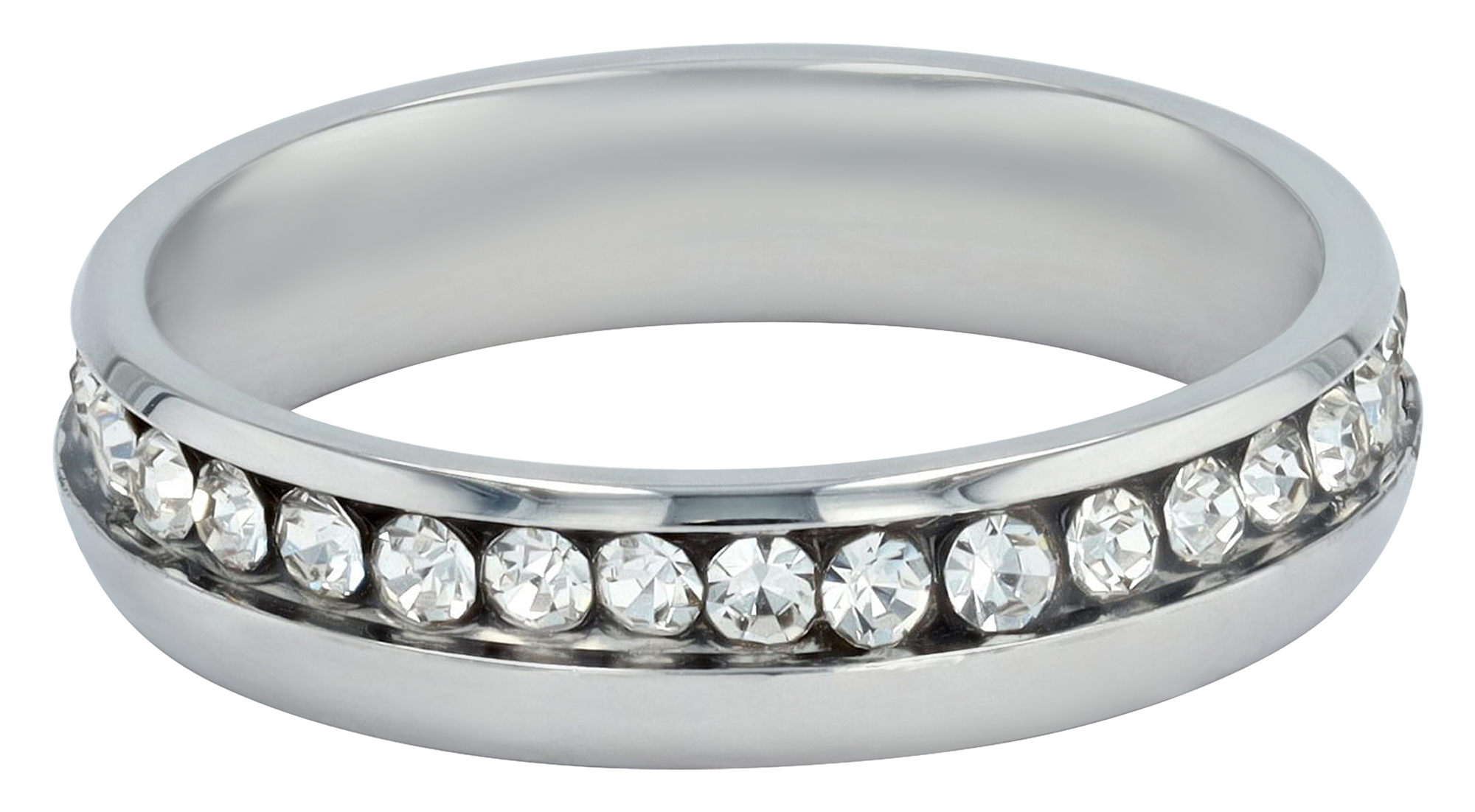 "beloved" Damen-Partnerring aus Edelstahl, Similibesatz, silberfarben, Gr. 58