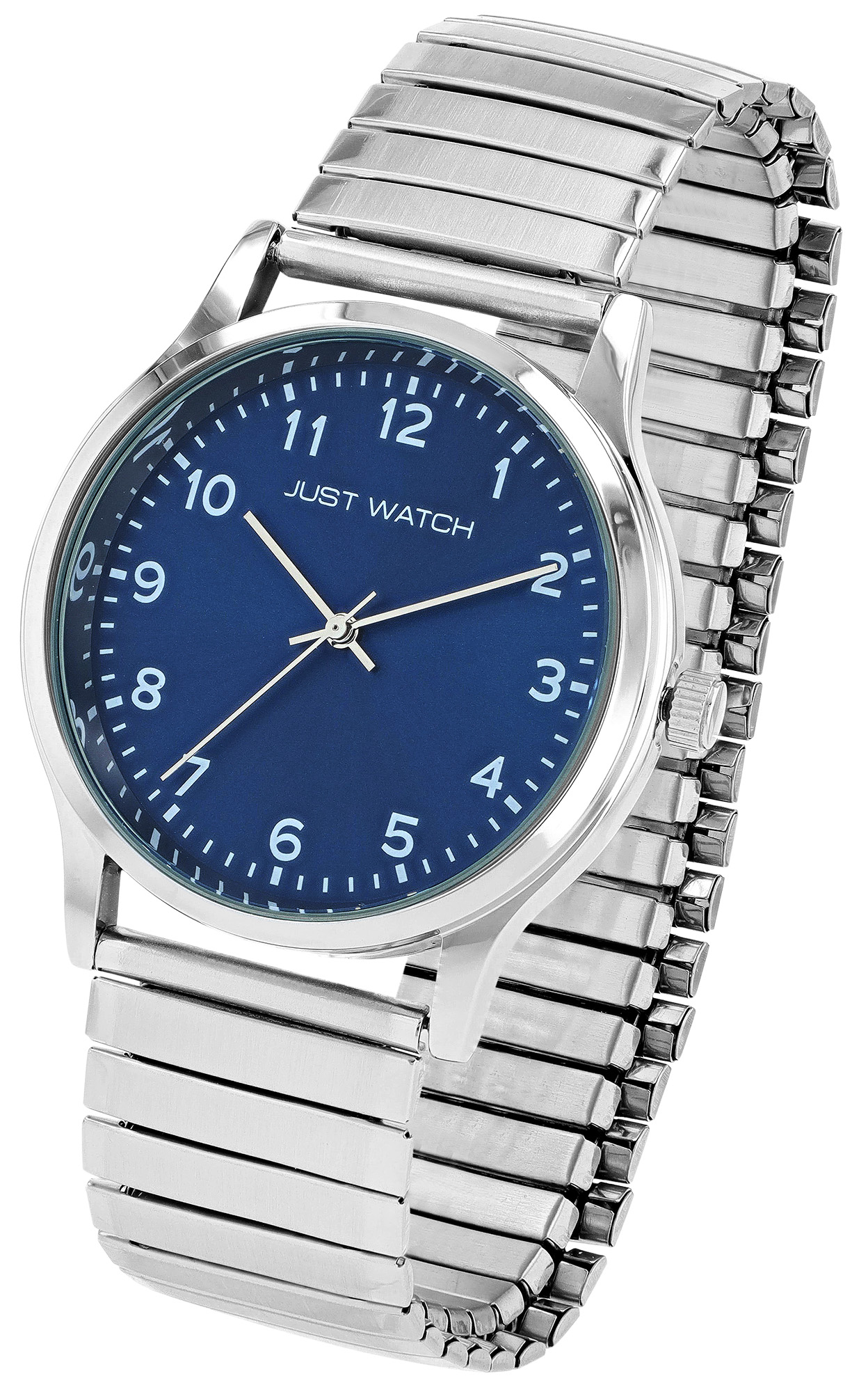 Just Watch "Ferdinand" Herrenuhr Ø 39 mm mit Edelstahl Zugband, silberfarben/ blau