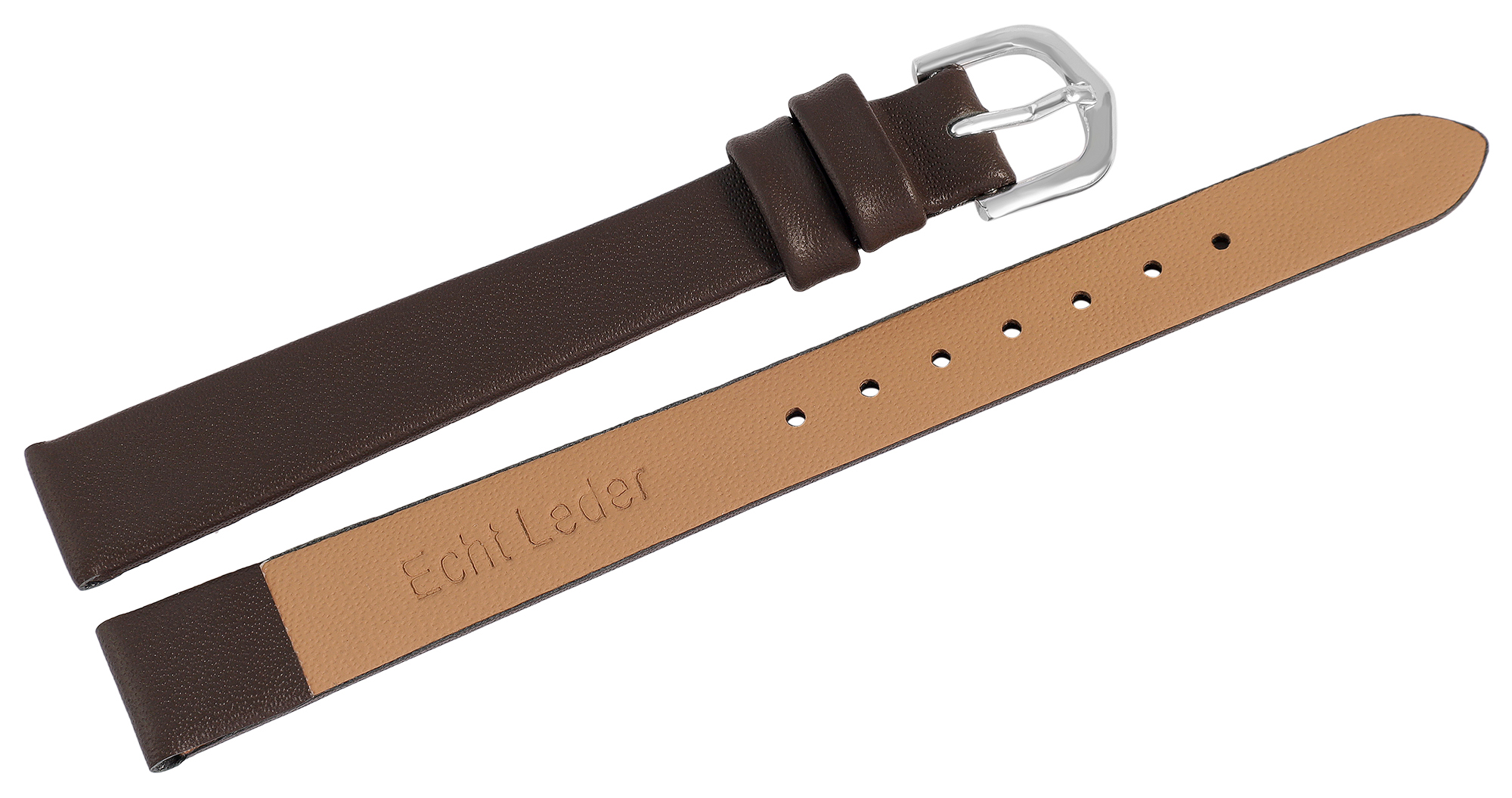 Echtleder-Uhrenarmband, braun, 12 mm