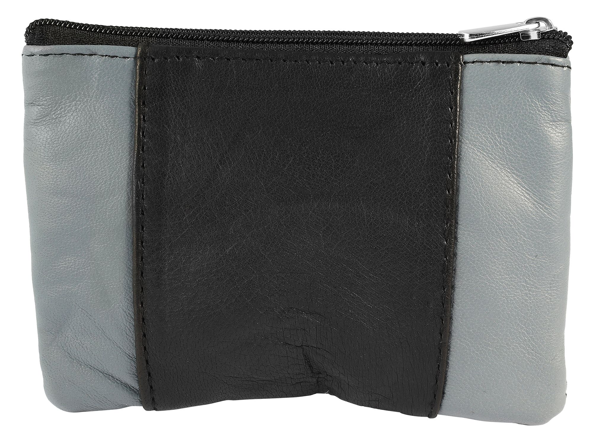 Schlüsselbeutel aus Echtleder von Excellanc, schwarz/ graublau