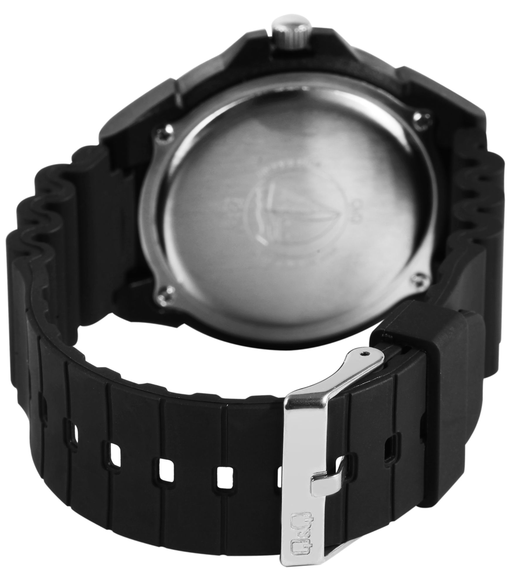 Q&Q Herrenuhr mit Resinband, Ø 43 mm, schwarz (rot)
