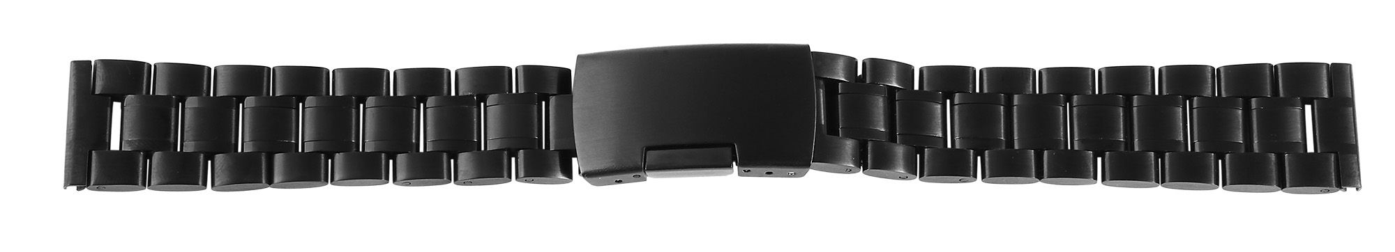 Edelstahl Gliederarmband, Faltschließe, schwarz, 18 mm