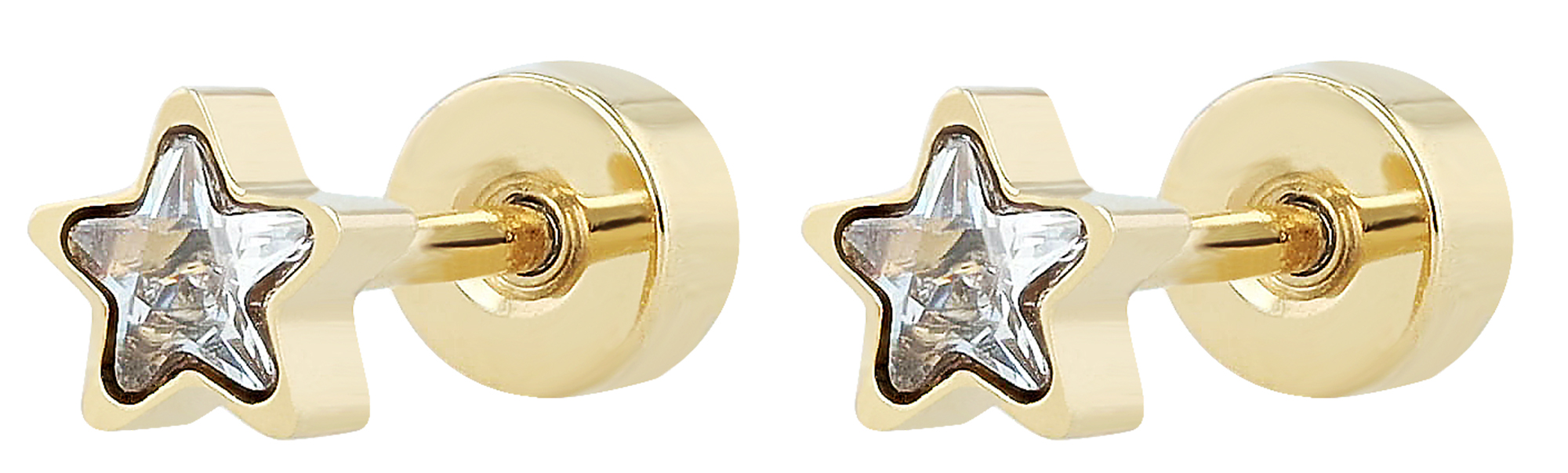 "Lucinda", Edelstahl Ohrstecker/-piercing, Stern, Similibesatz