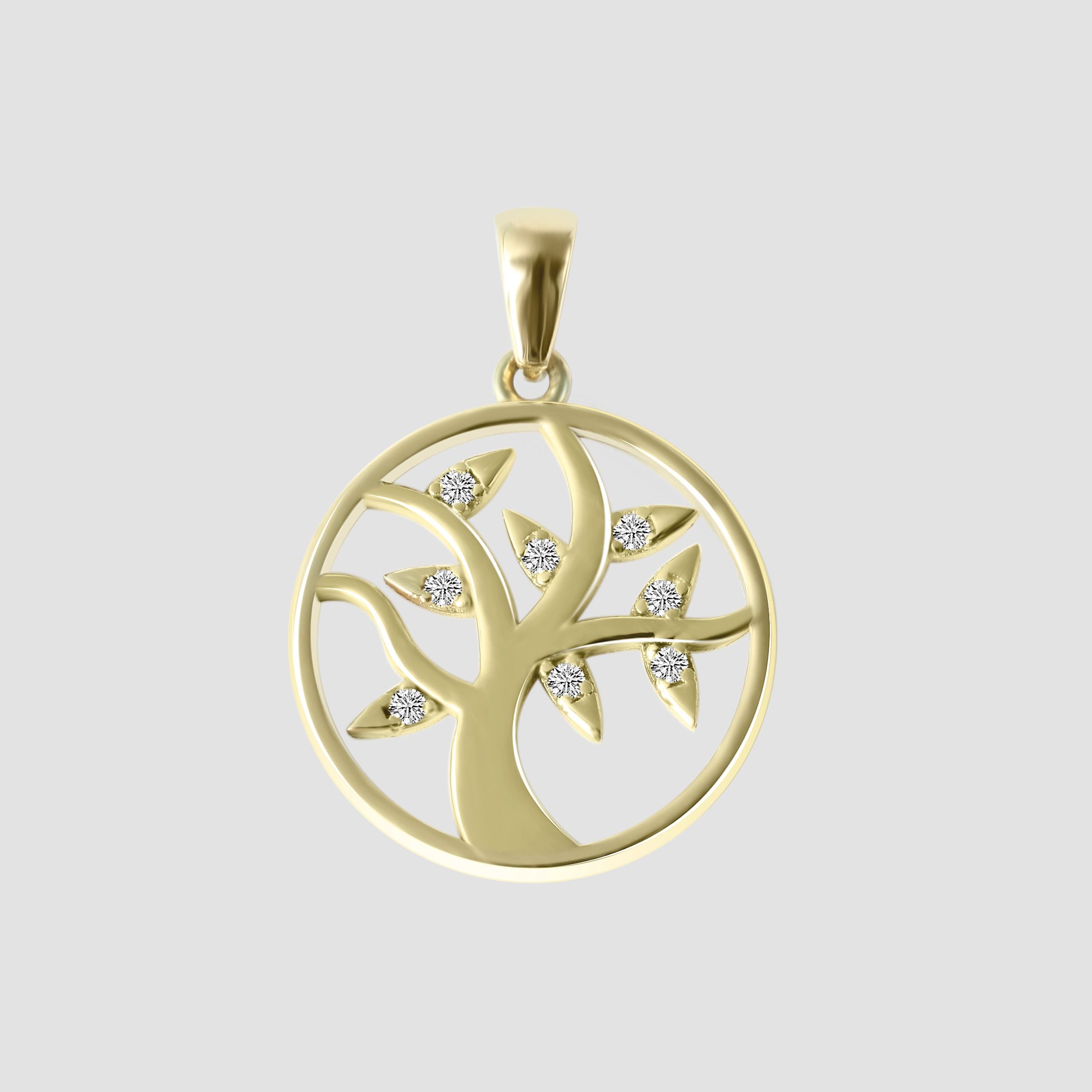 333/- Gold Anhänger "Coline" ohne Kette, Lebensbaum mit Zirkoniabesatz, 8 Karat, Gelbgold