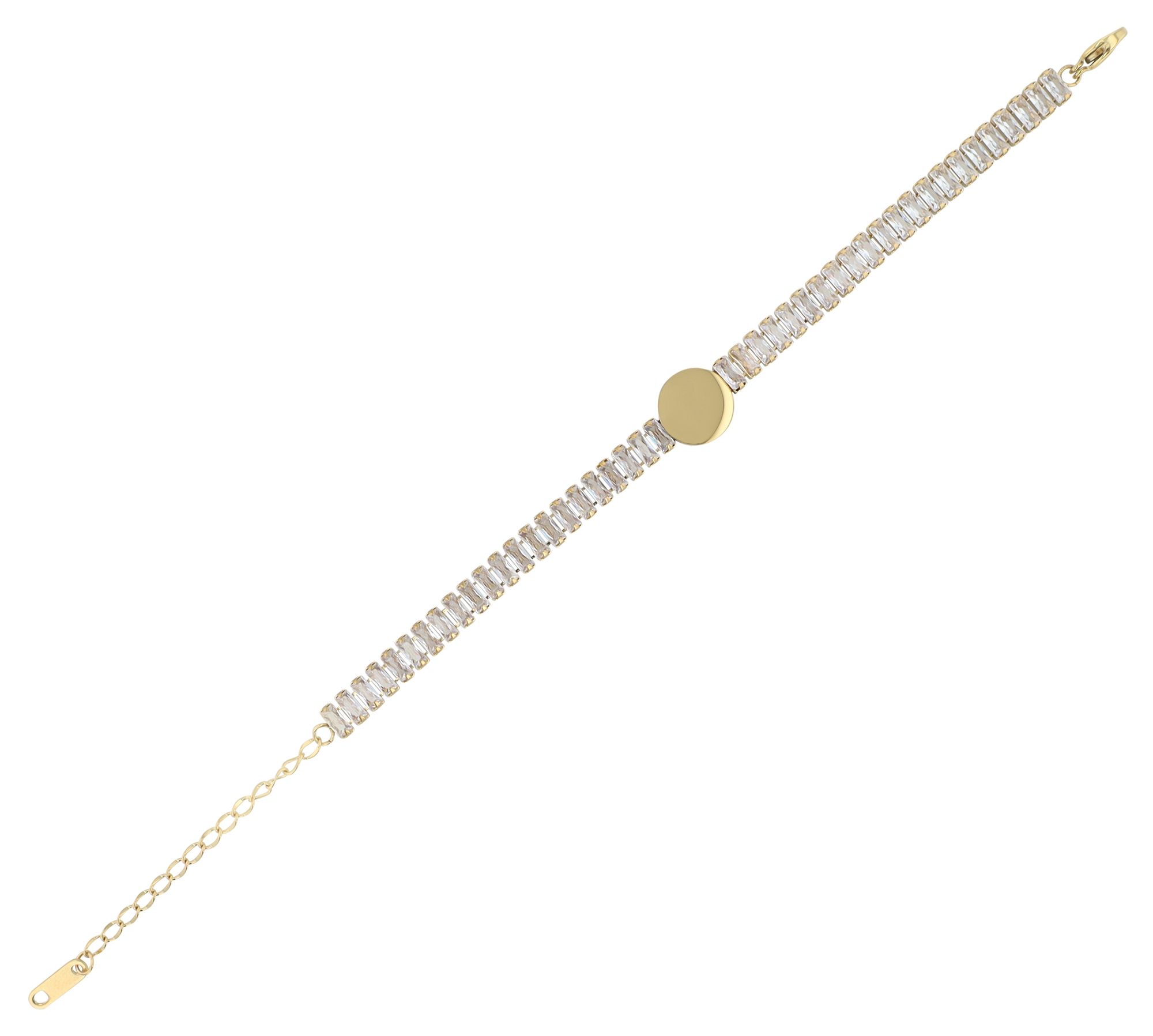 Akzent Armband "Alexis", Edelstahl & Zirkoniasteine, Gravurplatte, goldfarben