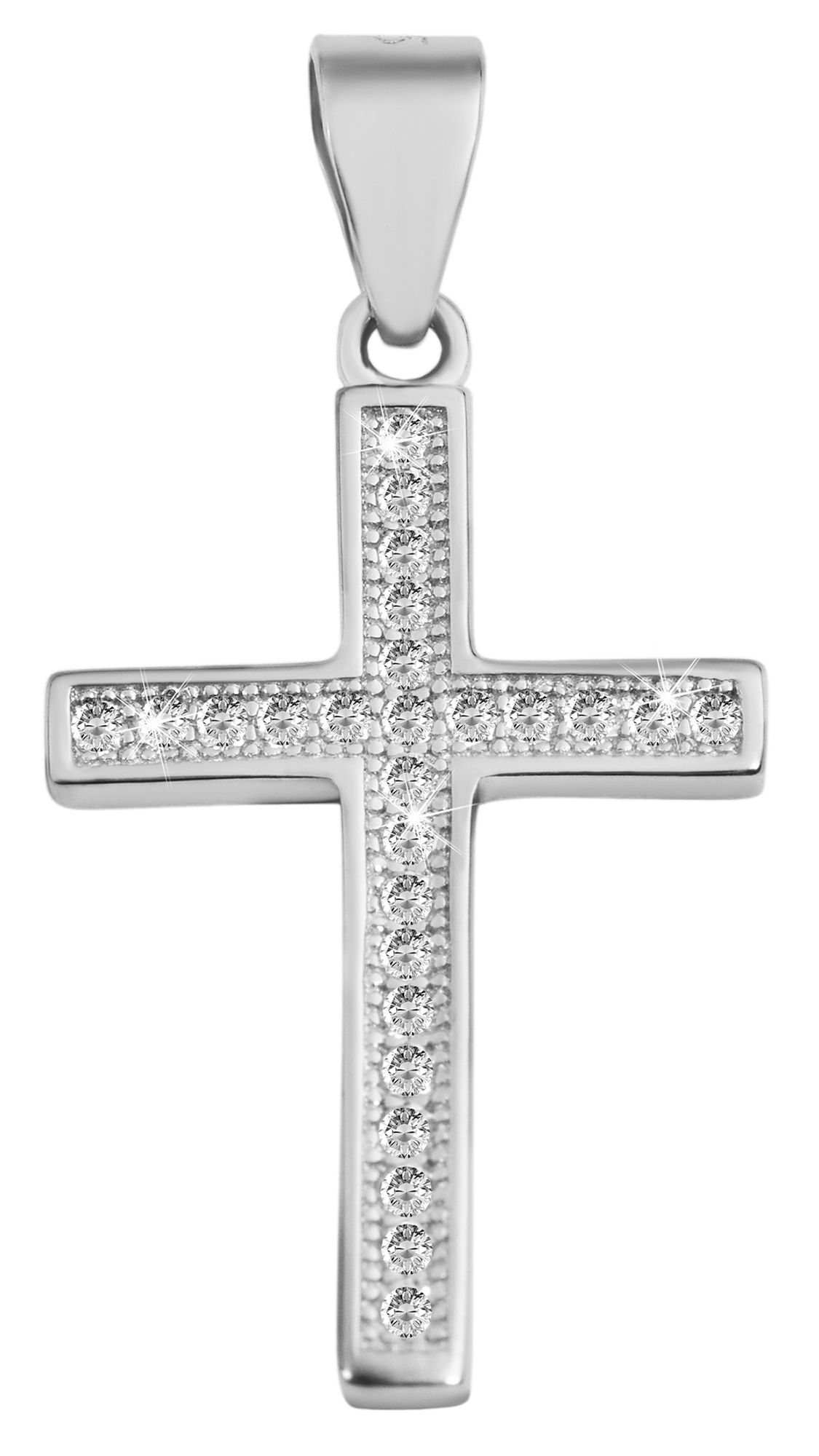 "Sepideh" 925/- Echt Silber Anhänger (ohne Kette), Kreuz mit Zirkoniabesatz, rhodiniert