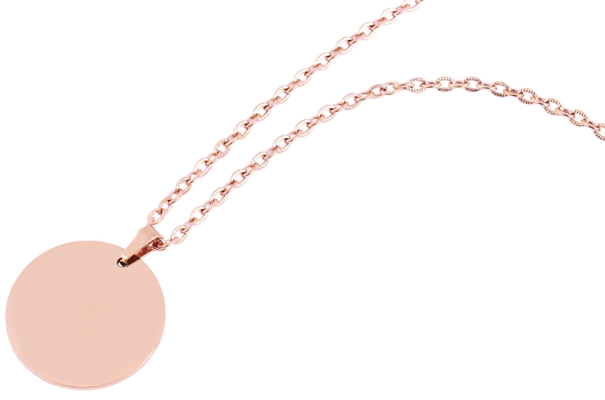"Welsia" Edelstahl Ankerkette Münzanhänger Ø 30 mm, 43 + 5 cm, roségoldfarbig