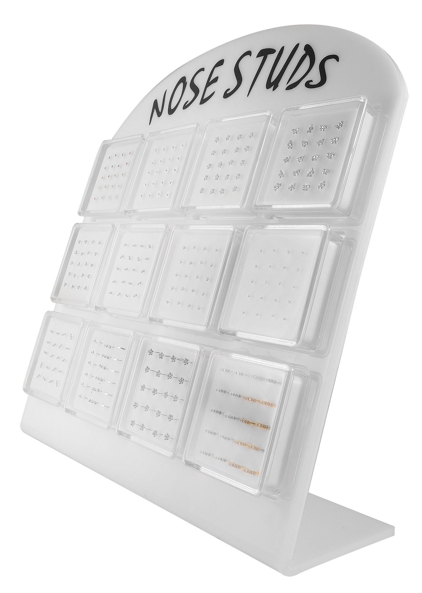 Display für Nasen Piercing ( für 12 Boxen) in weiß