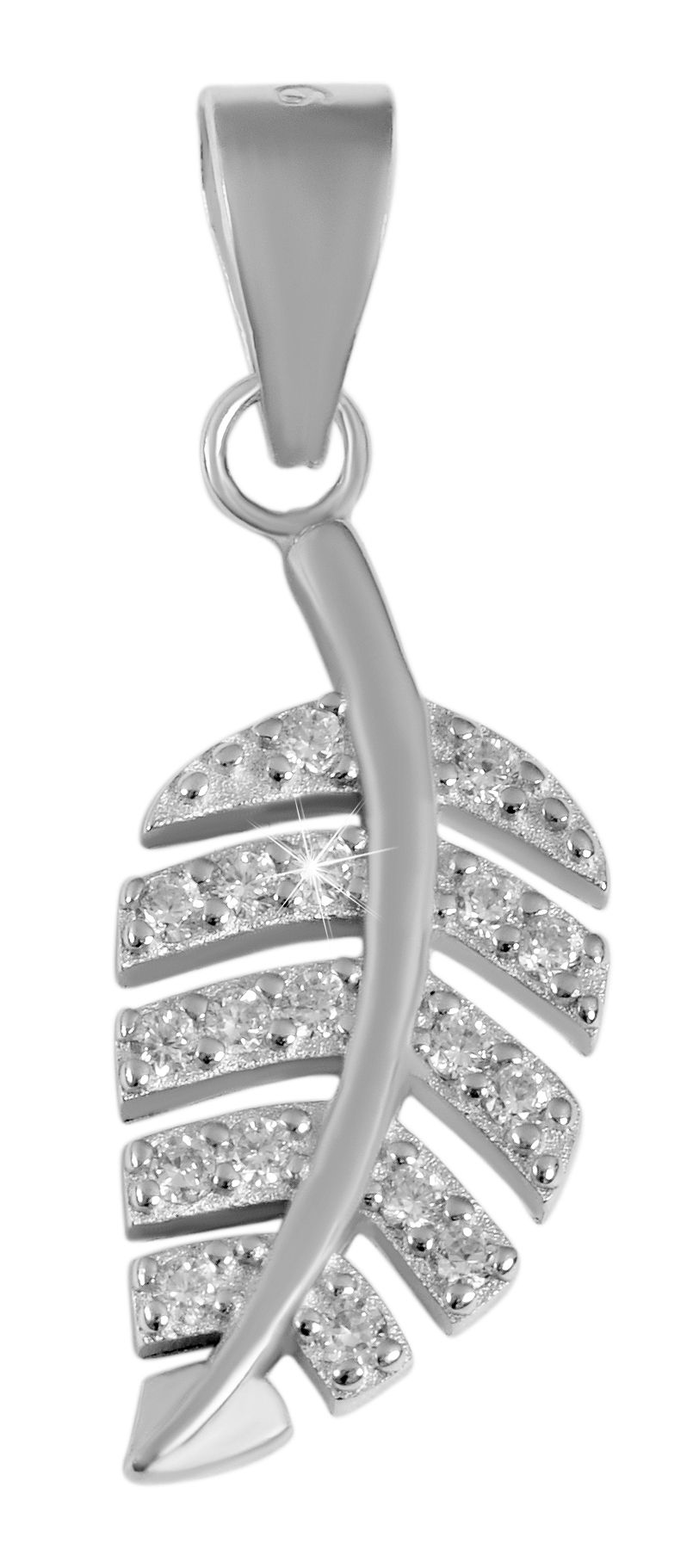 925/- Echt Silber Schmuck Set "Dobra" Anhänger & Ohrstecker im Blatt Desgin weiße Zirkonia