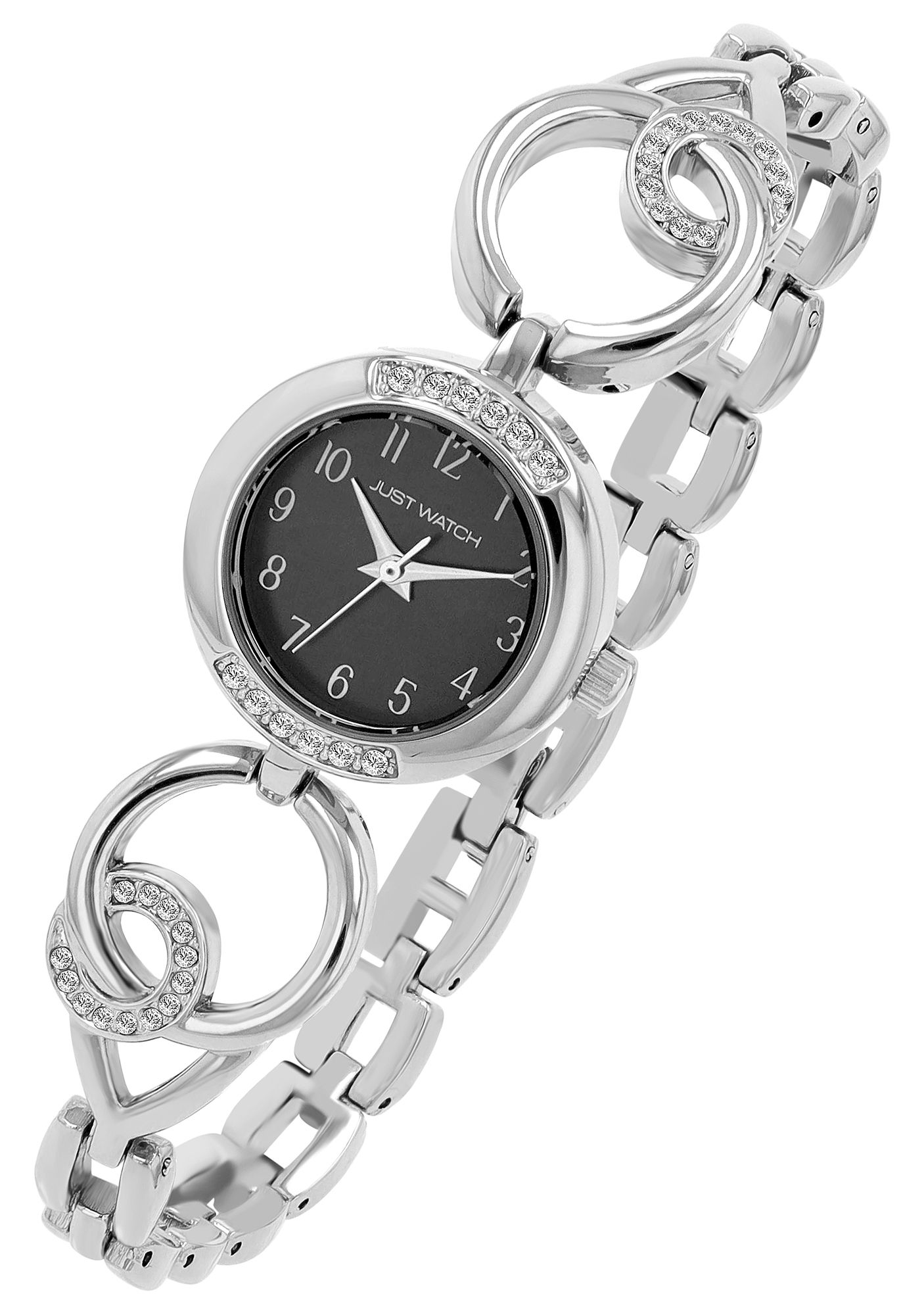 Just Watch Damenuhr "Liana" mit Gliederarmband, Ø 24 mm, silberfarben/schwarz
