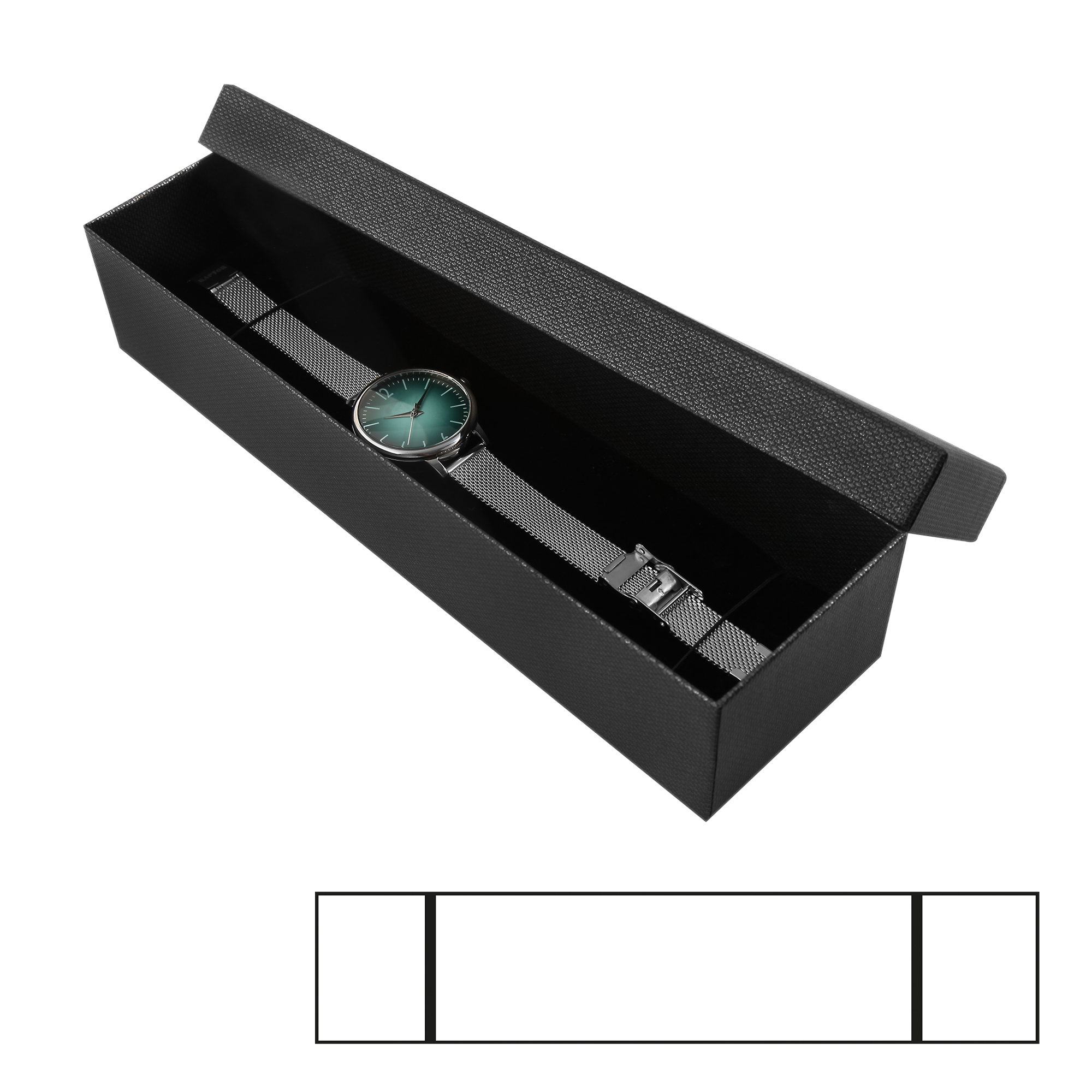 Uhrenbox, Pappe, grau, VE 4, 24 cm x 7 cm x 5 cm