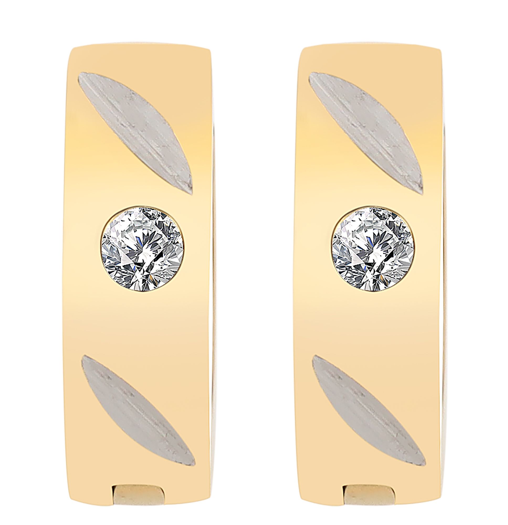 "Glinda" Edelstahl Klapp-Creolen, Simili, Ø 9 mm, goldfarben