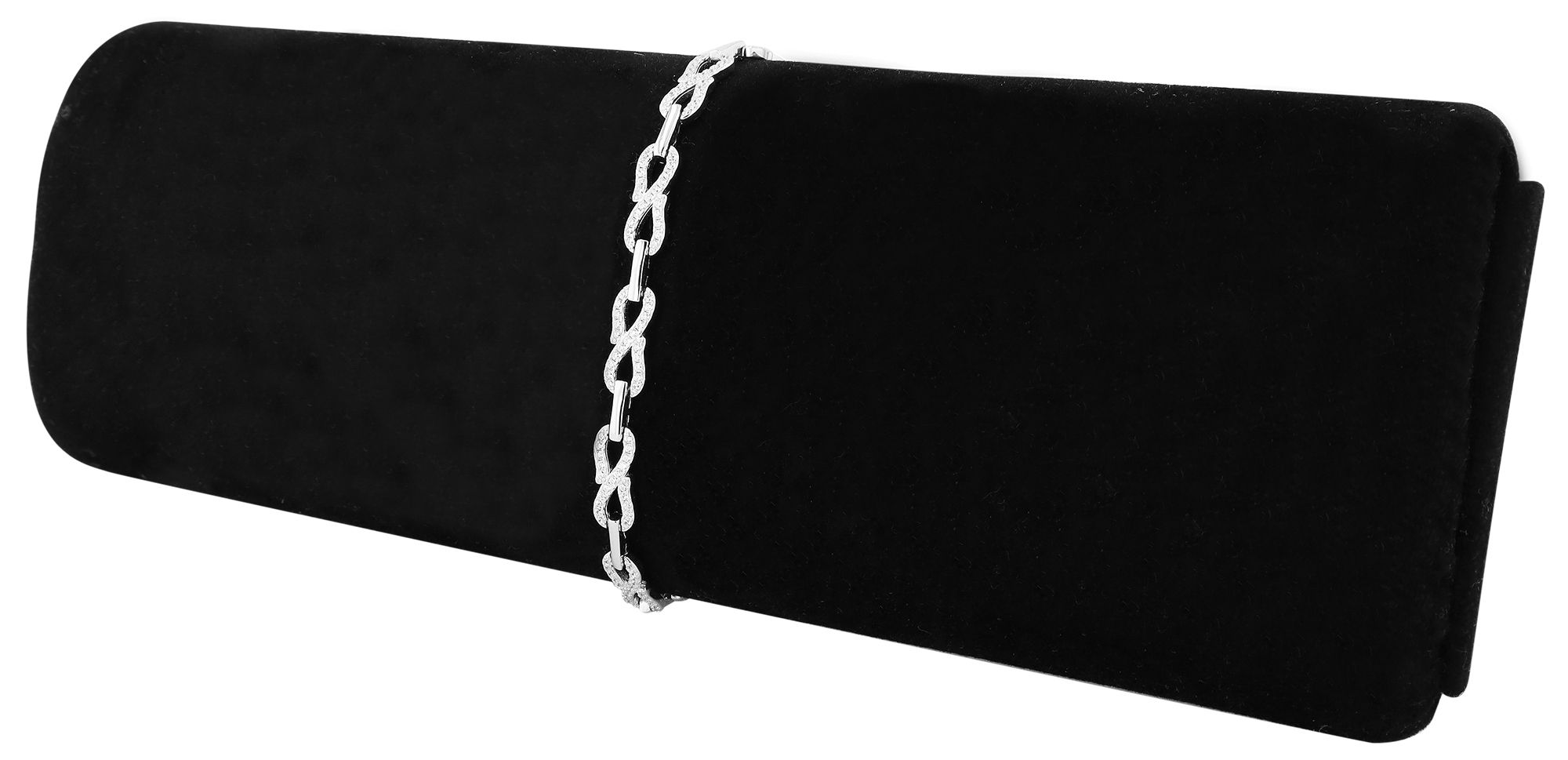925/- Echt Silber Infinity-Armband "Milana", 18 + 3 cm, rhodiniert