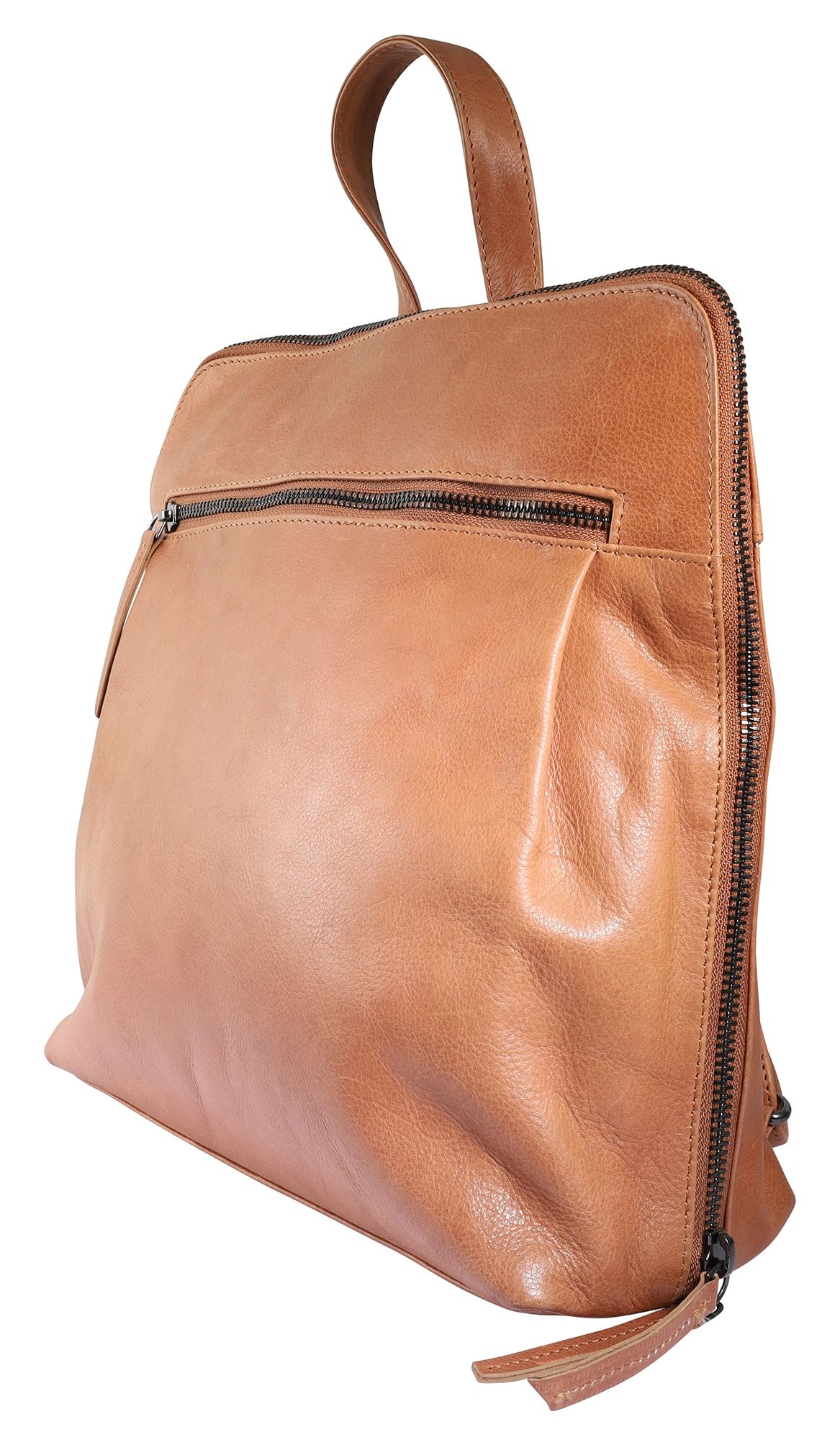 Leonardo Verrelli, Echtleder Rucksack/Tasche, Reißverschluss, verstellbare Riemen, braun