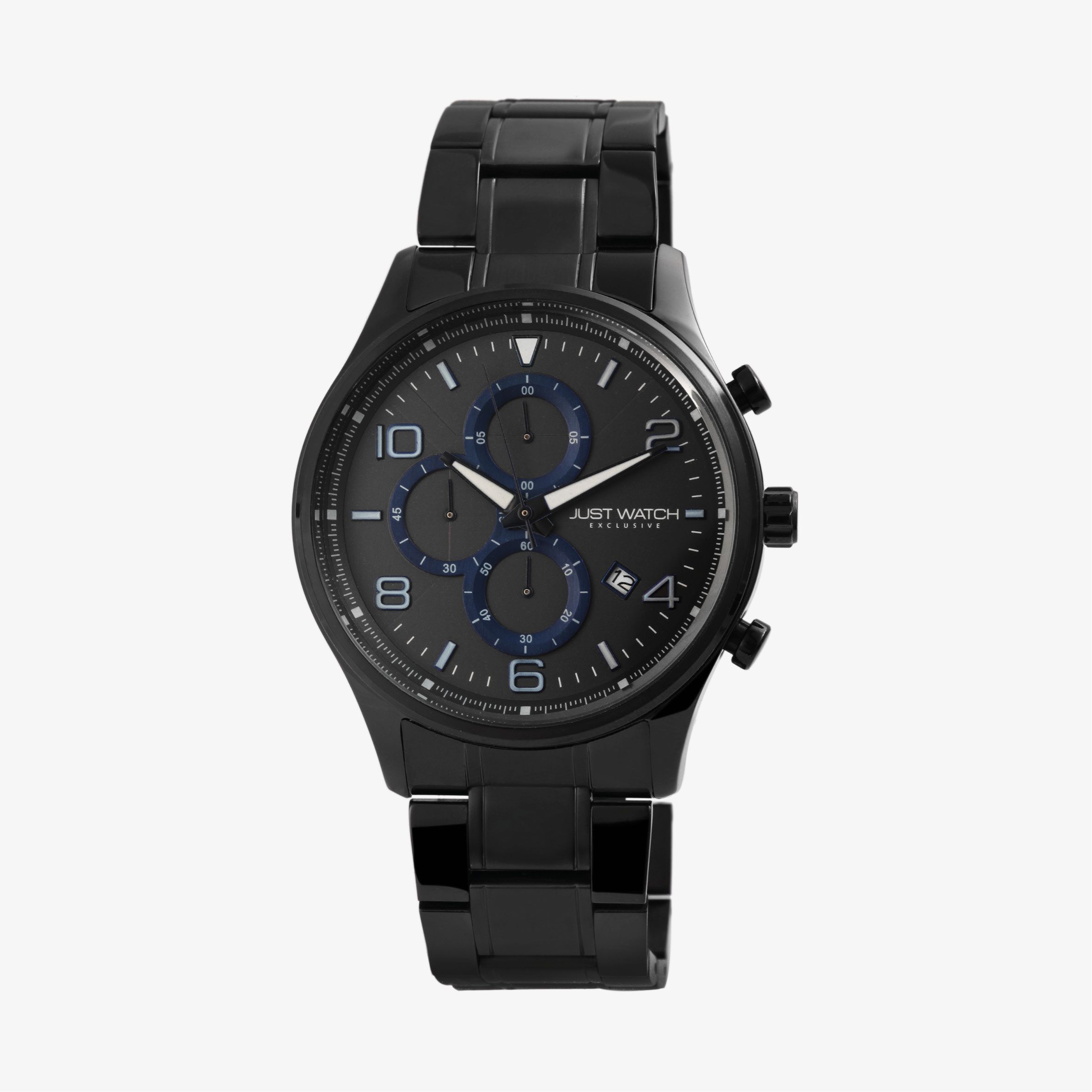 Just Watch Exclusive Herren Chronograph Edelstahlband schwarz