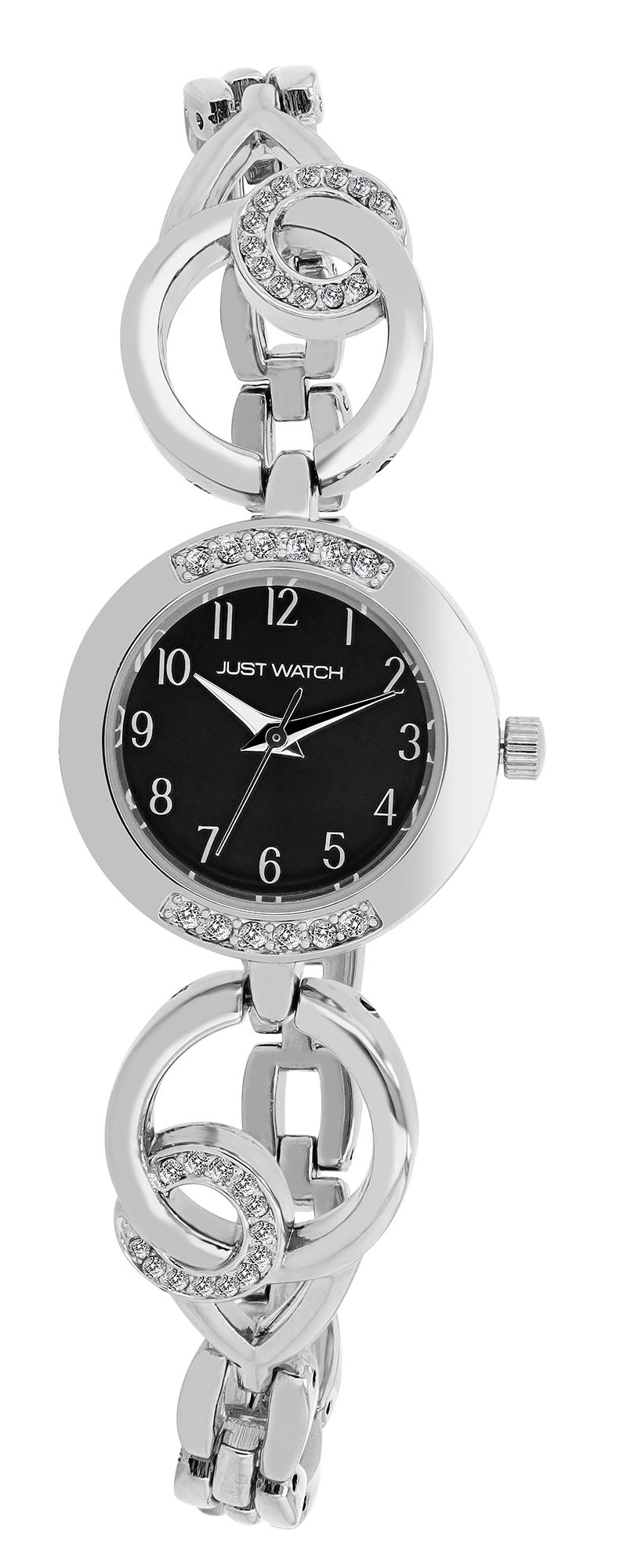 Just Watch Damenuhr "Liana" mit Gliederarmband, Ø 24 mm, silberfarben/schwarz