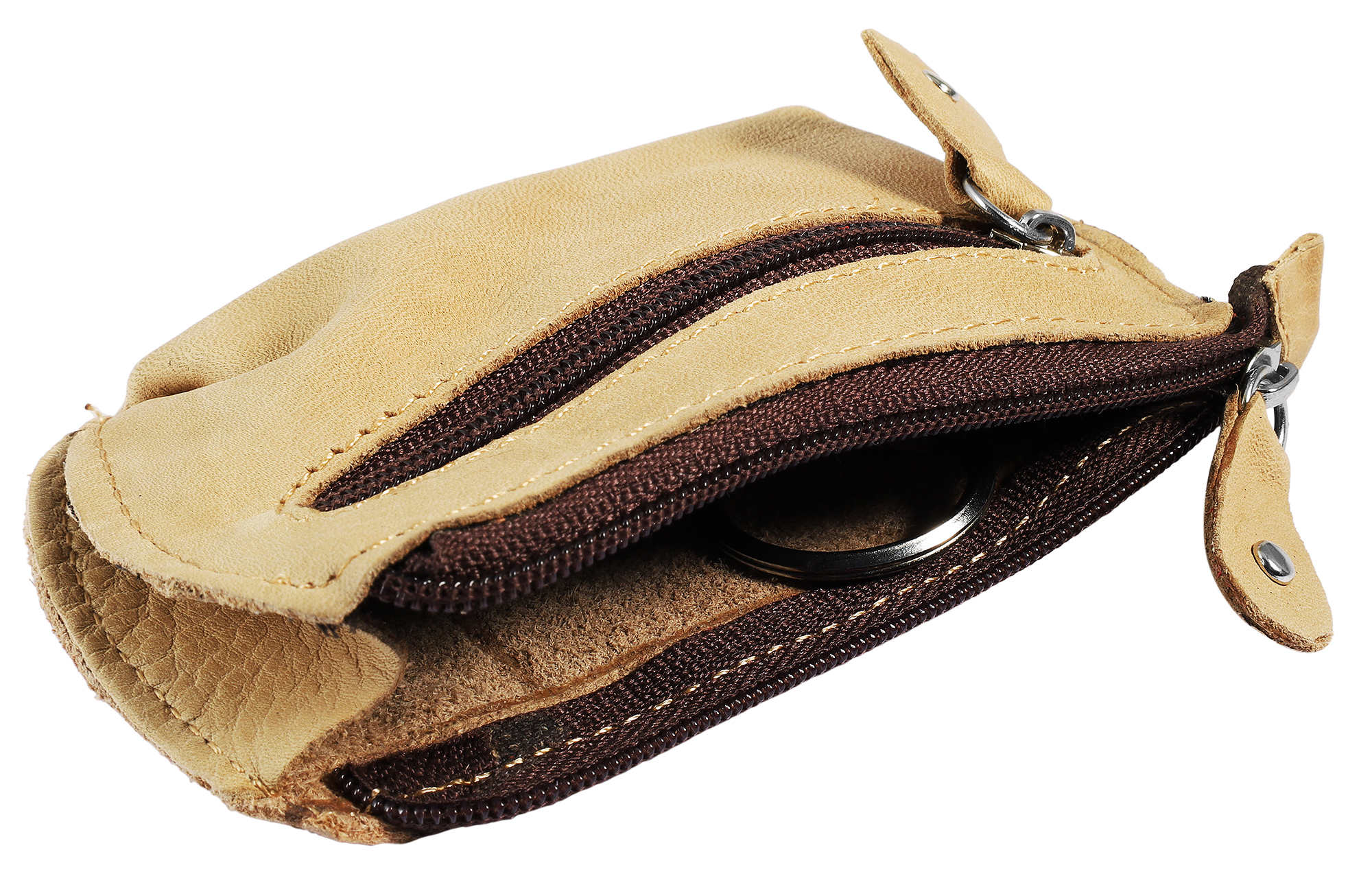 Excellanc Schlüsselbeutel aus Echtleder, beige