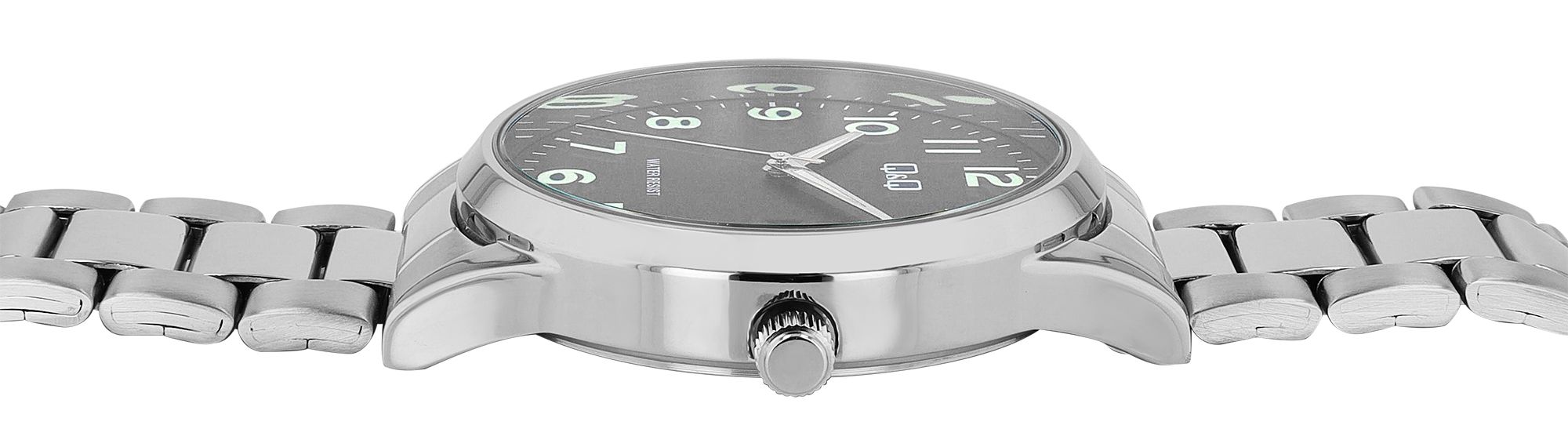 Q&Q Herrenuhr mit Gliederarmband, Edelstahl, Datumsanzeige, silberfarben/ schwarz
