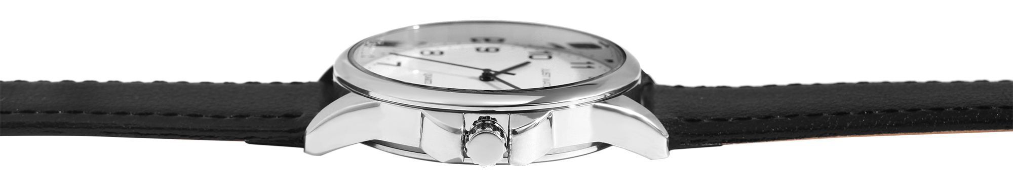 Just Watch "Bernard" Herrenuhr Ø 39 mm, Echtlederband, schwarz/ silberfarben/ weiß