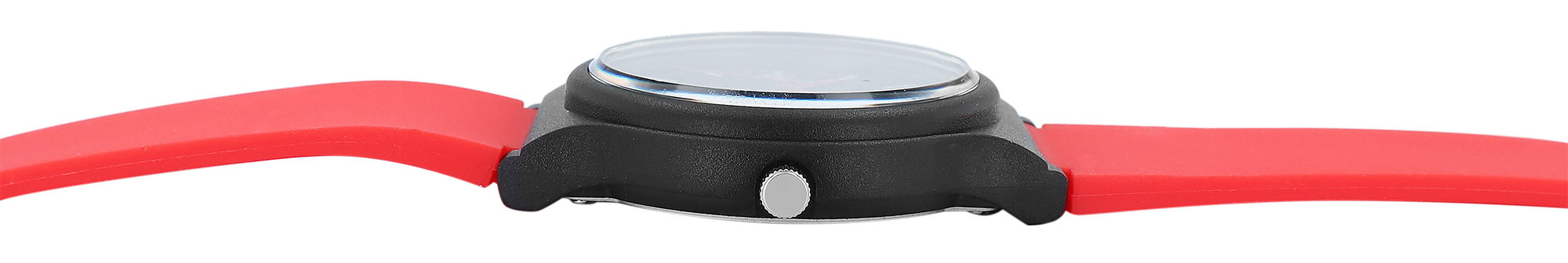 Q&Q Herrenuhr mit Silikonarmband, schwarz/ rot, 10 BAR