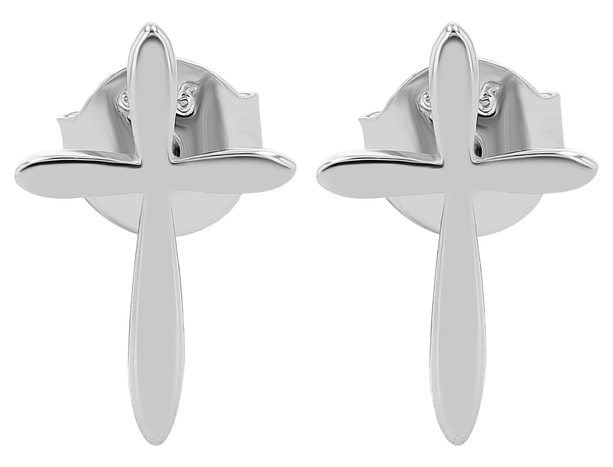 "Heba" - Kreuz, Ohrstecker aus 925er Echt Silber, Silber/rh