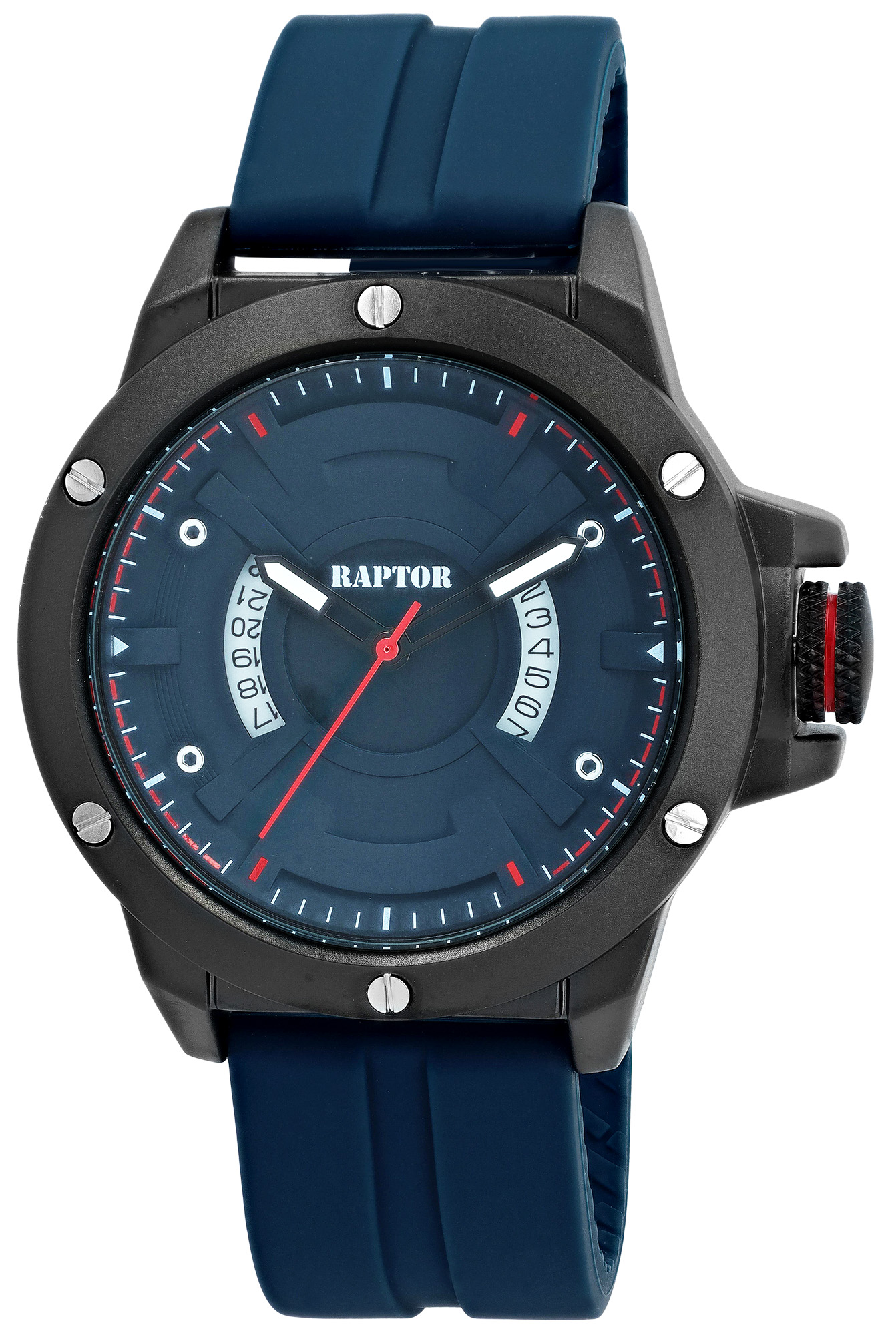 Raptor Herrenuhr "Ramon" mit Silikonband Ø 46 mm, blau/ schwarz