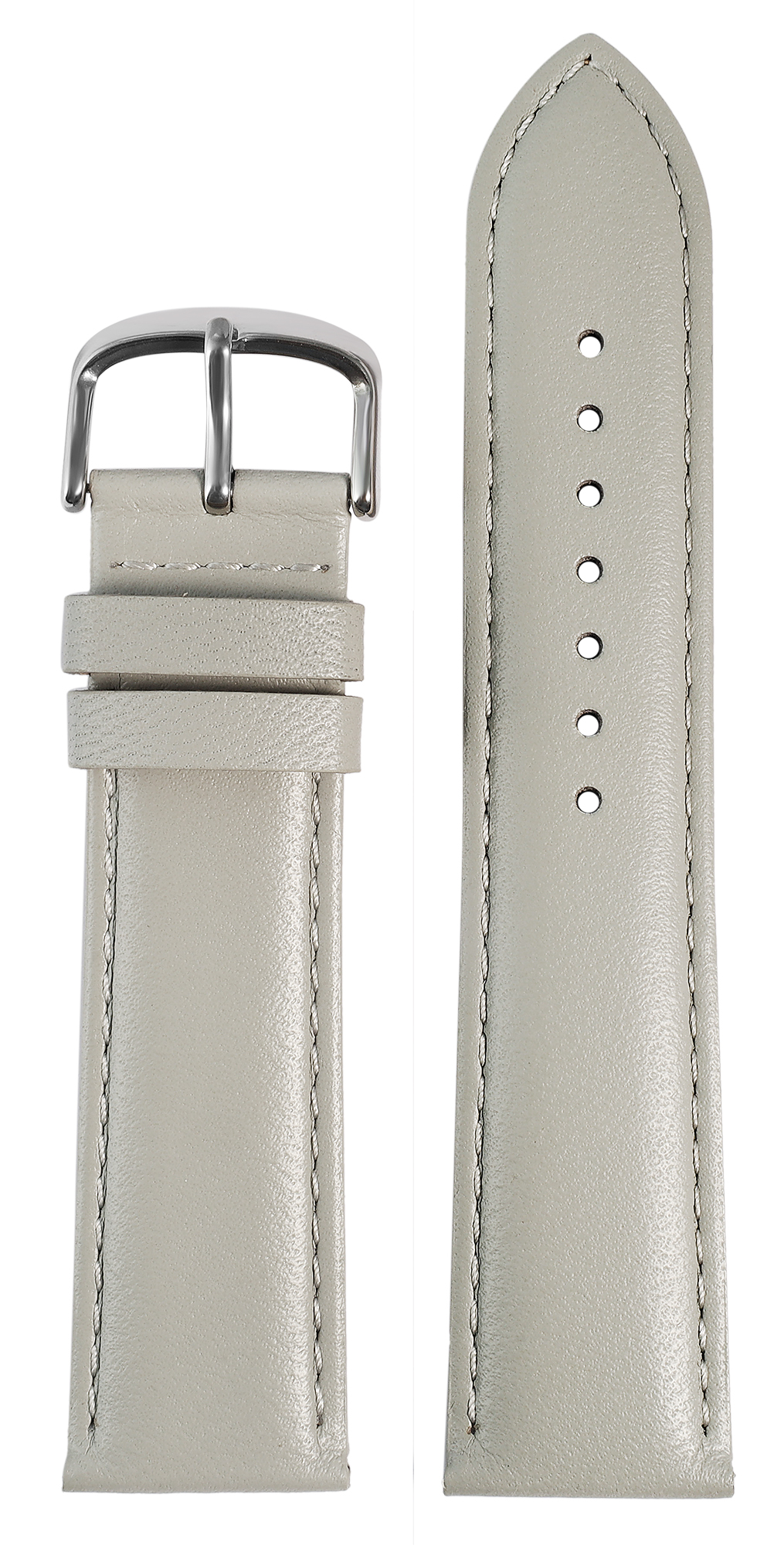 Gr 20 mm Uhrenarmband aus Echtleder in grau, genäht