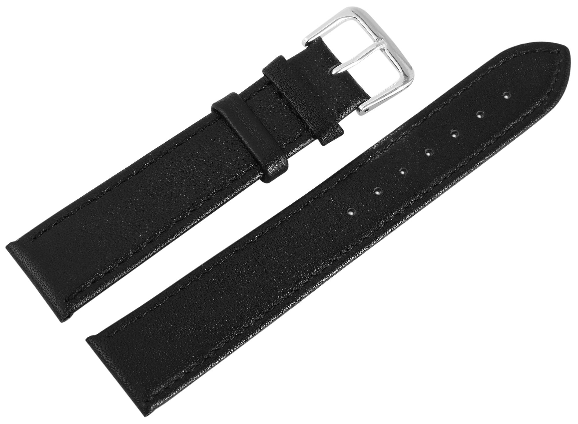 12er Set Echtleder-Uhrenarmband in schwarz, 18 mm