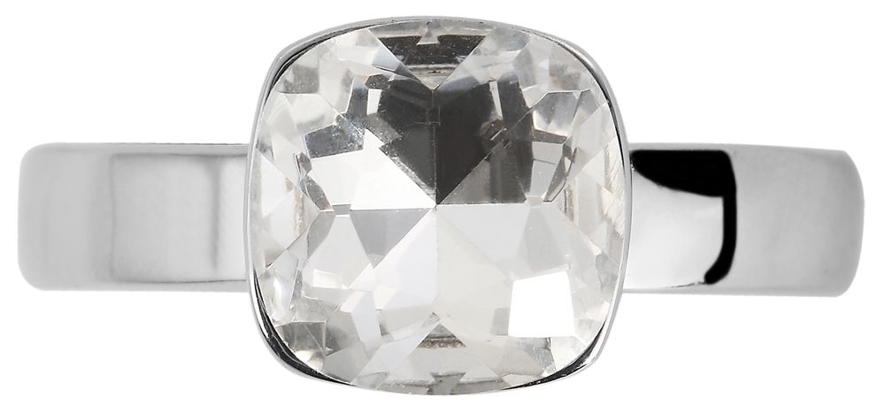 "Zawaj", Edelstahl Solitärring für Damen, Similibesatz, silberfarben, Gr. 56