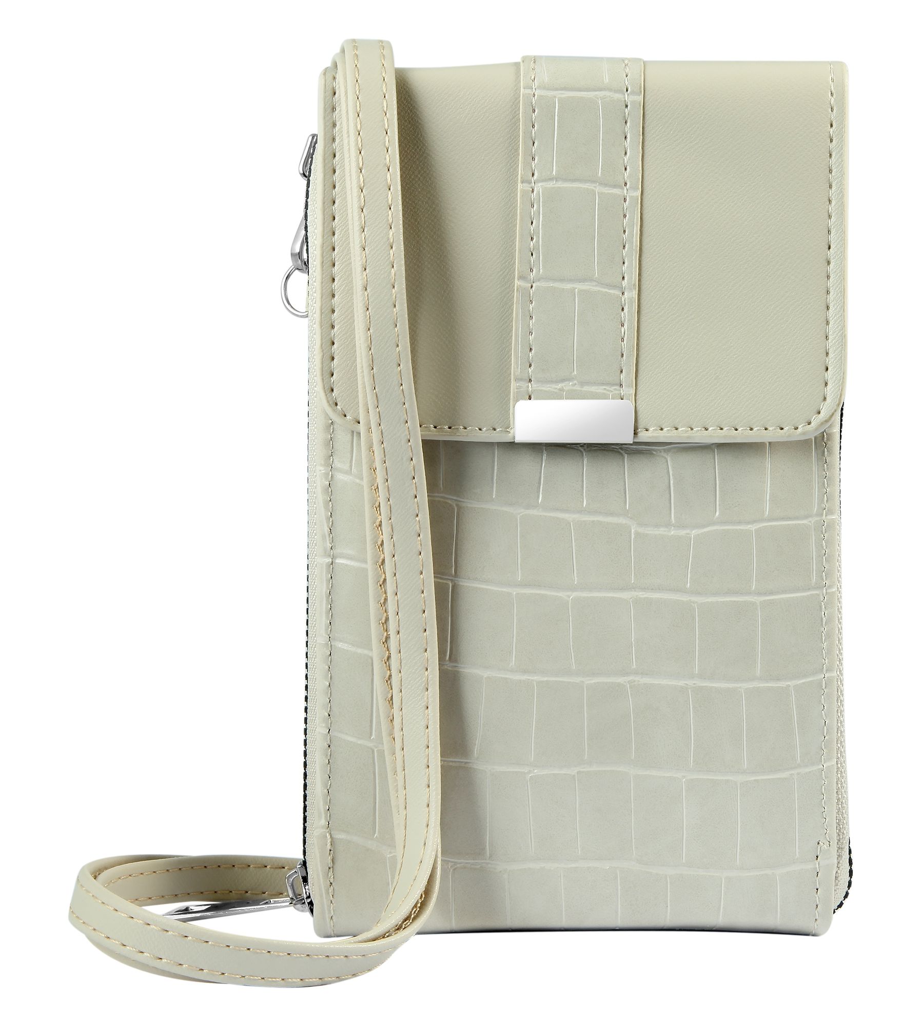 Handyumhängetasche aus Lederimitation, geeignet für iPhone 15, beige