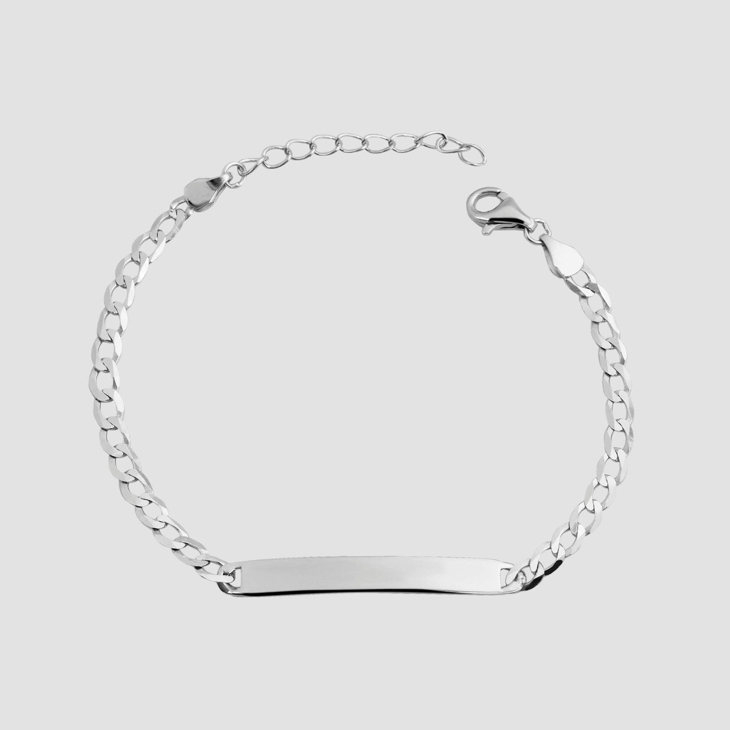 925/- Echt Silber Identarmband "Siwar", 925 Silber/rhodiniert, 17 + 3 cm