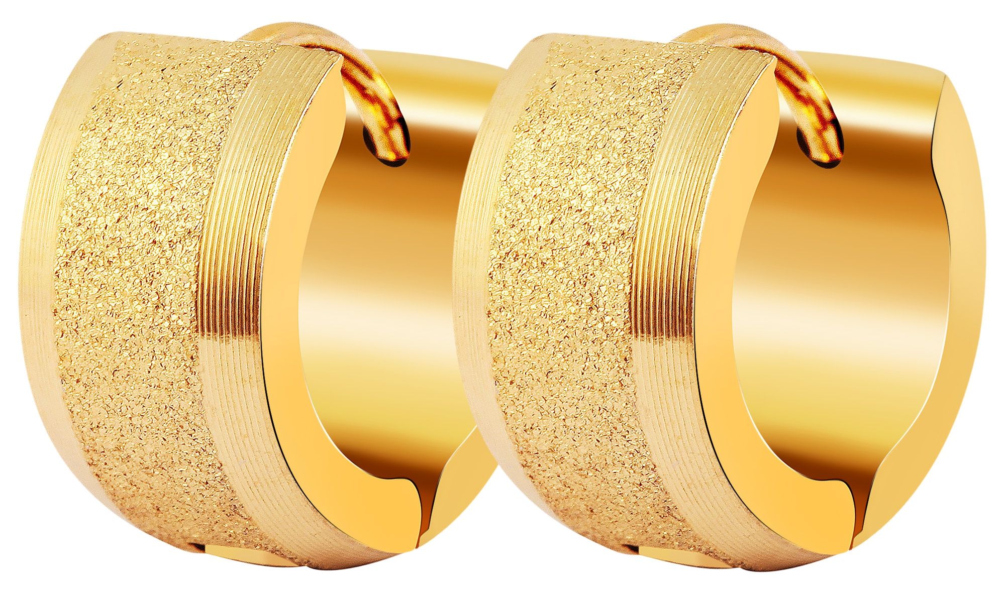 Akzent Edelstahl Klapp-Creolen, Durchmesser 13 mm, sandgestrahlt, goldfarben