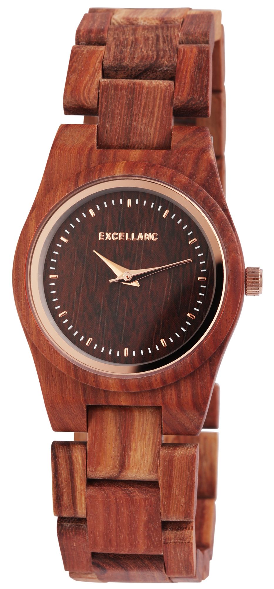 Excellanc Damenarmbanduhr aus Sandelholz Gleiderarmband