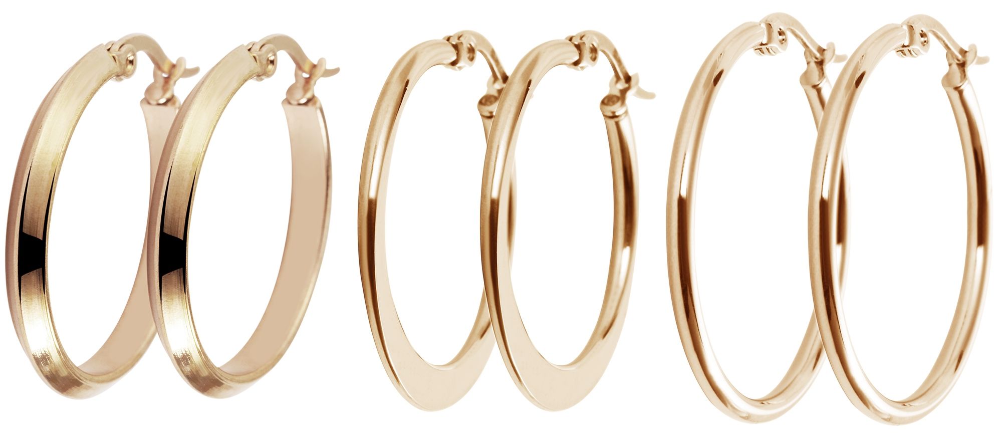 "Sheila"  Creolen aus Edelstahl, 3er Set (19mm/ 20mm/ 26mm), goldfarben