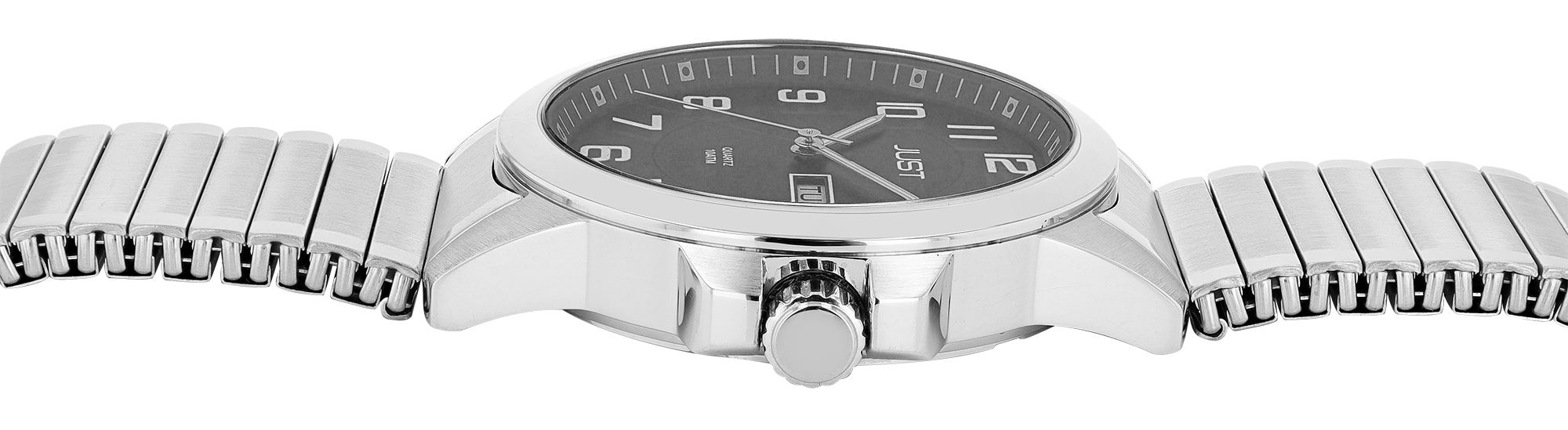 Just Herrenuhr "Lien" mit Edelstahl Zugarmband, Ø 39 mm, silberfarben/ schwarz