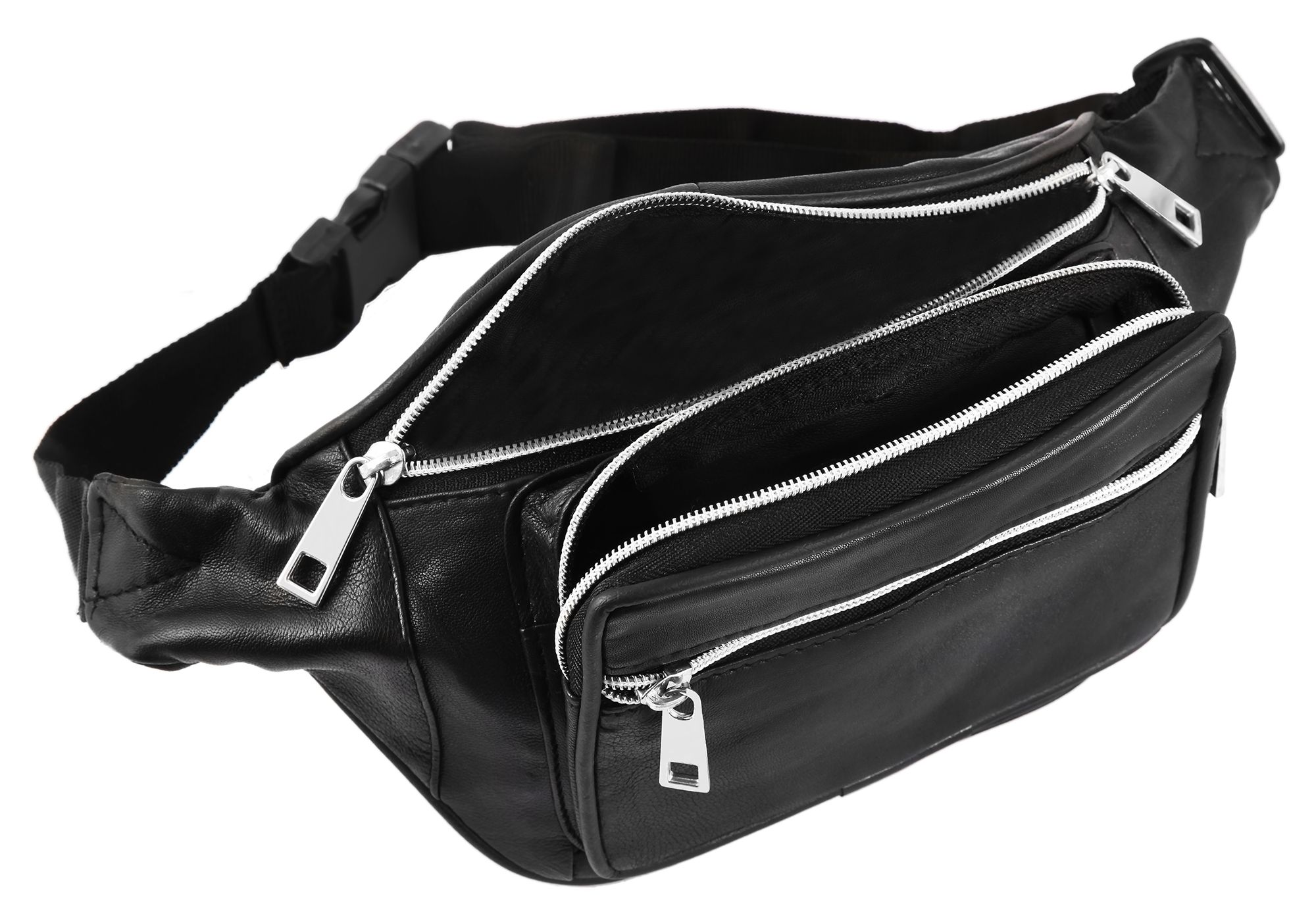Steinmeister Hüfttasche/ Bauchtasche aus Echtleder, schwarz
