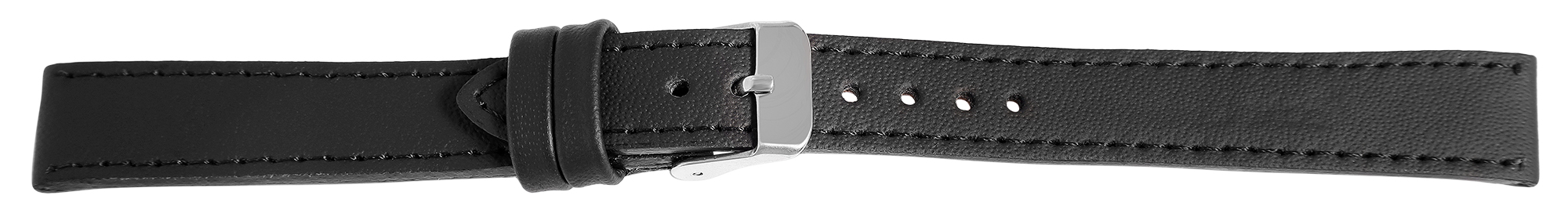 Echtleder Uhrenarmband, schwarz, flach, VE-6, 14 mm