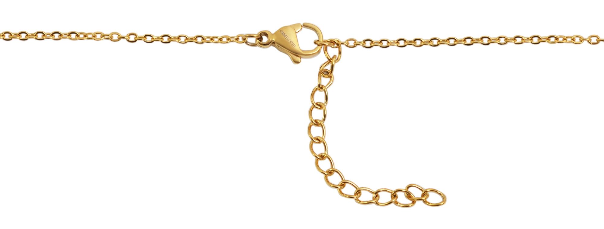 "Hafsa" Edelstahl Kette (43+5 cm) mit Anhänger - Kreuz, goldfarben